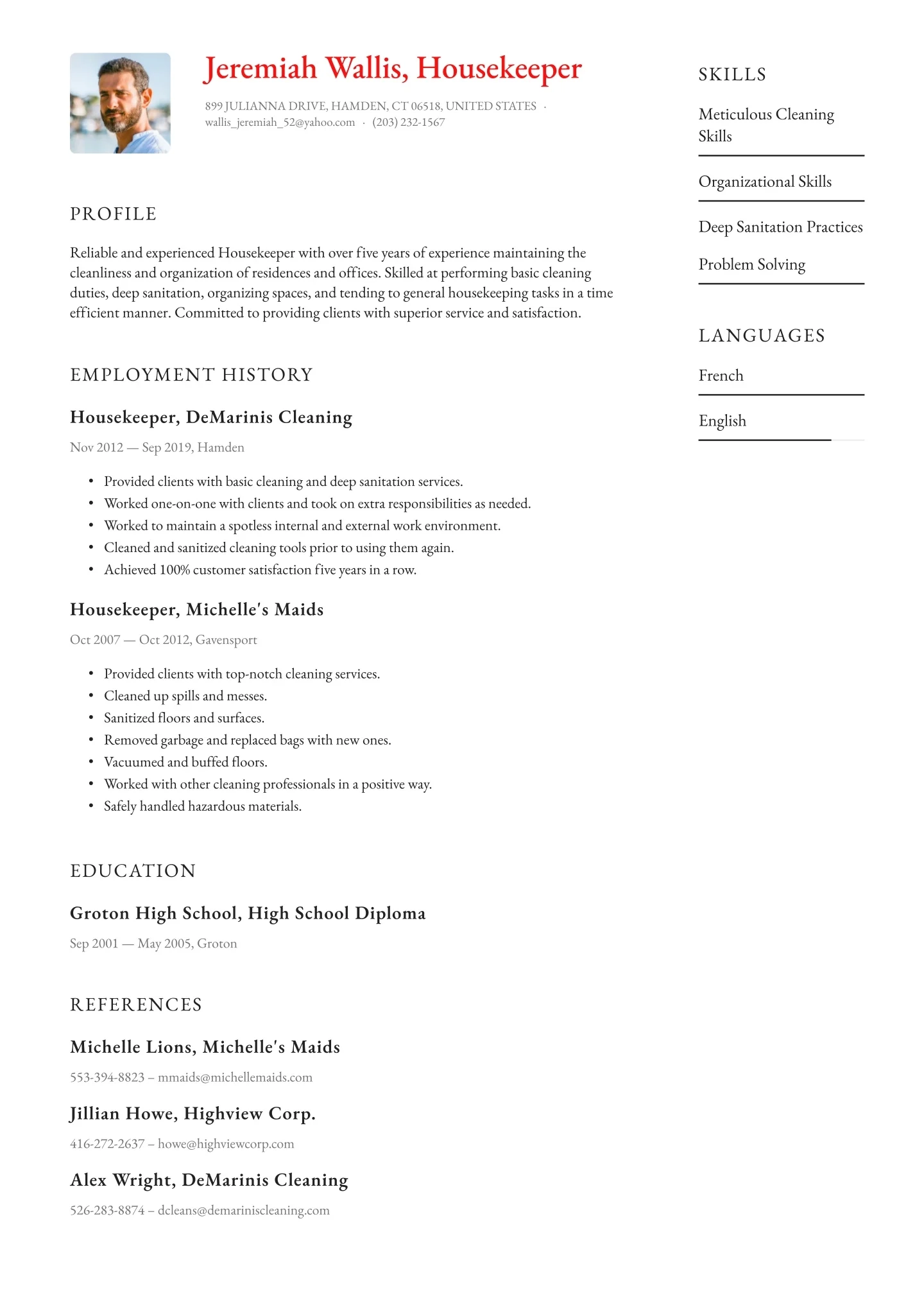 Housekeeping Resume Examples Templates 2026 Resume io