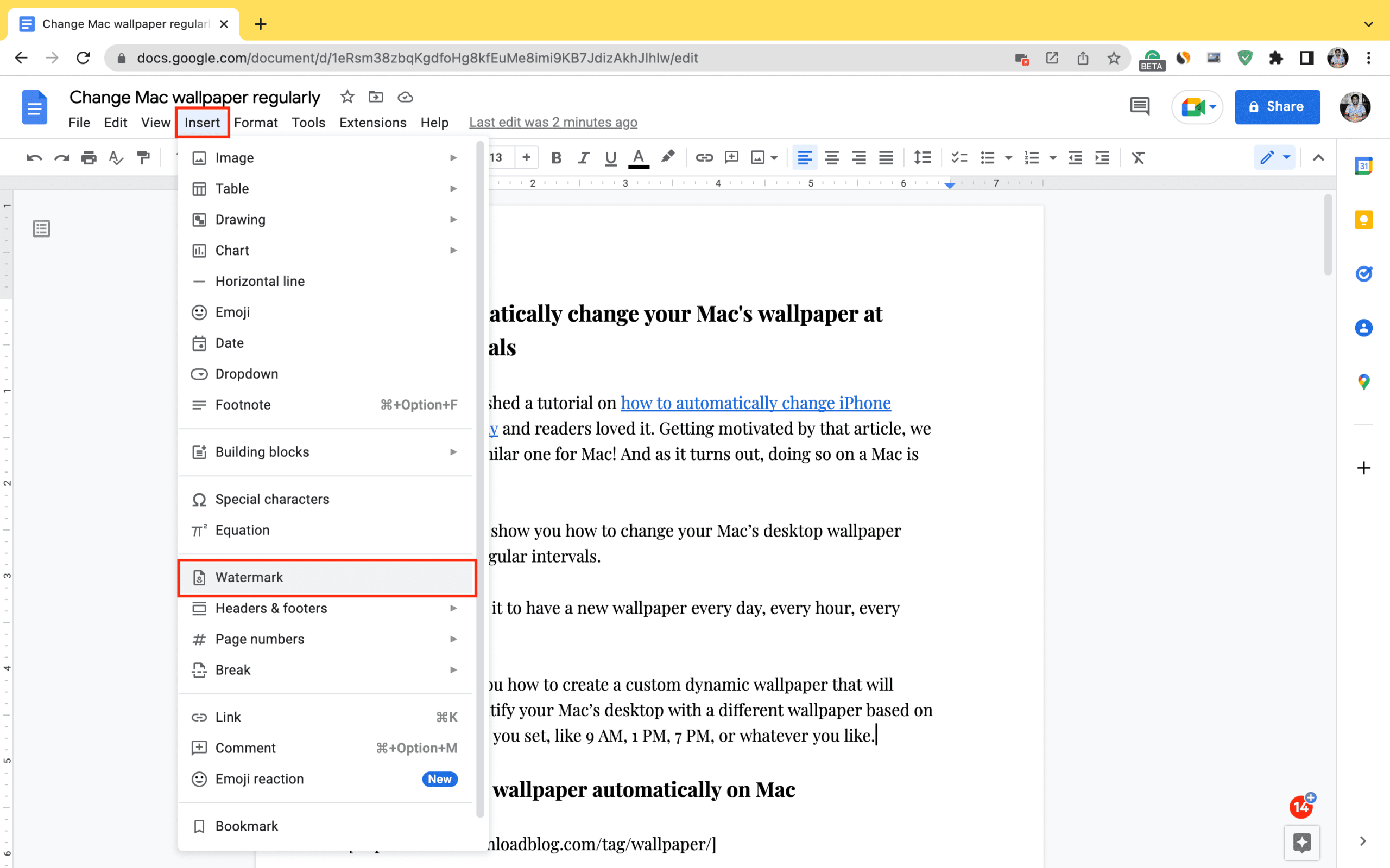 How To Add An Image Or Text Watermark In Google Docs