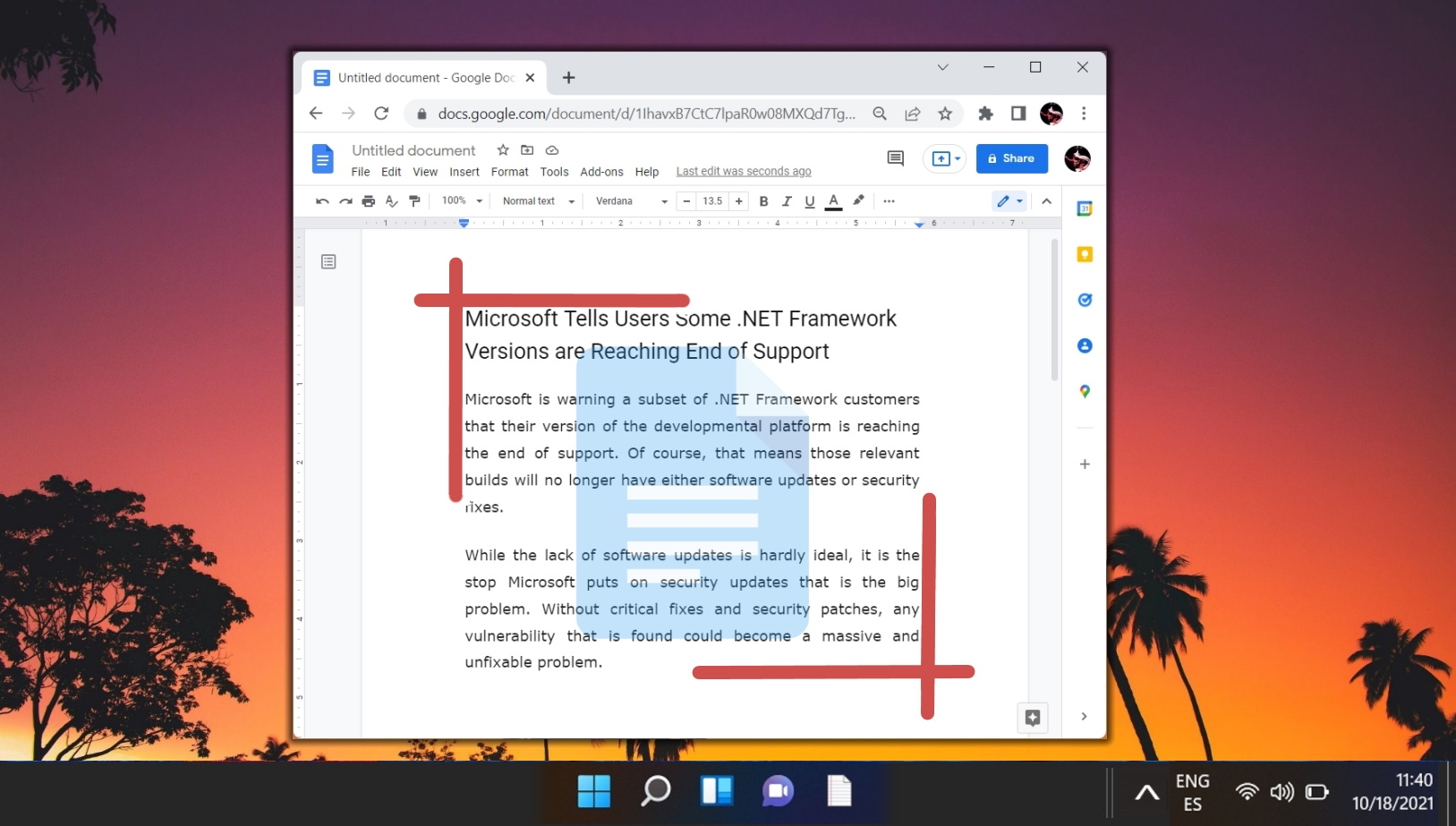 1 inch margins google docs