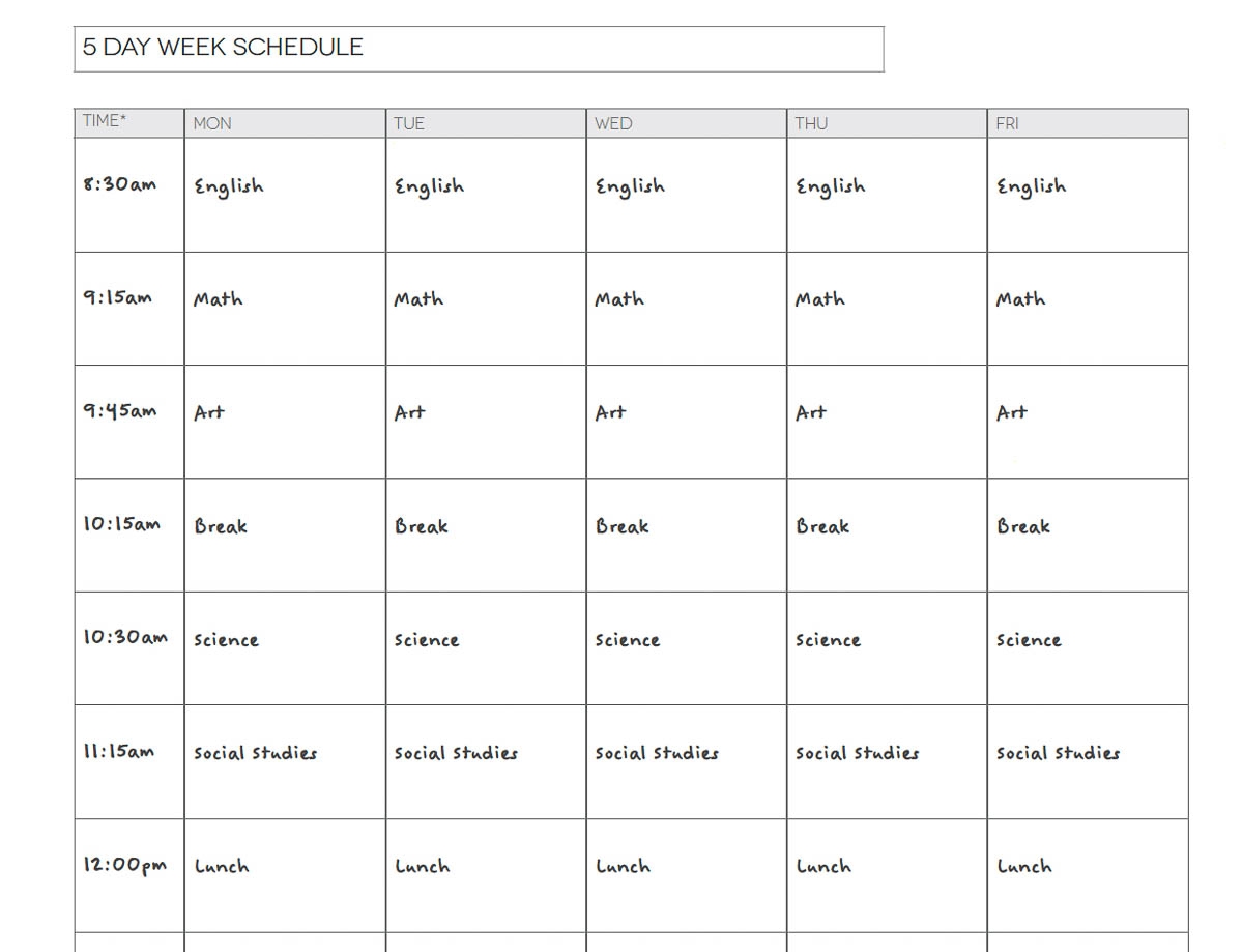 How To Create A Homeschool Schedule with 10 Sample Schedules Template 