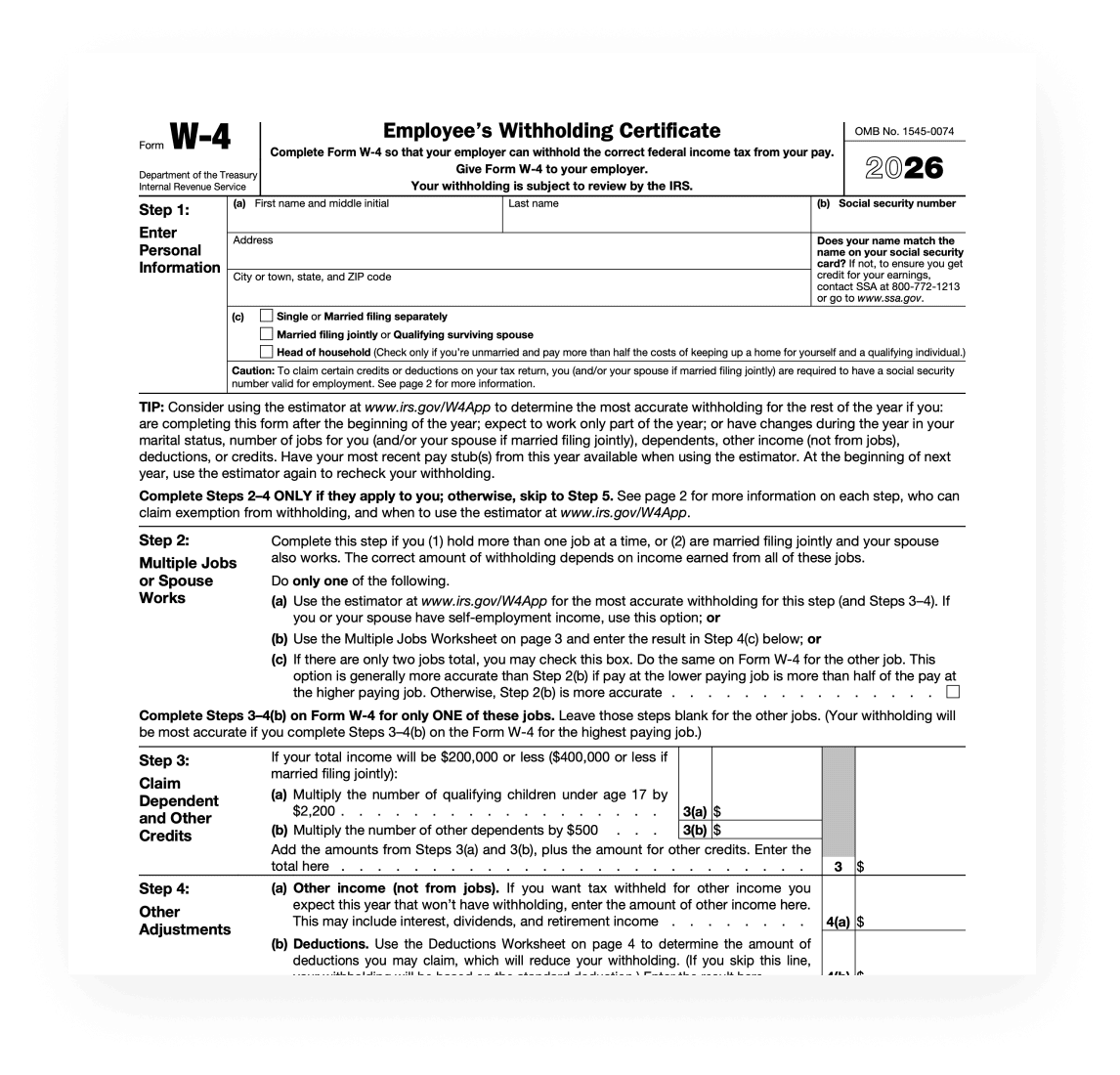 How To Fill Out IRS W4 Form 2026 PDF PDF Expert