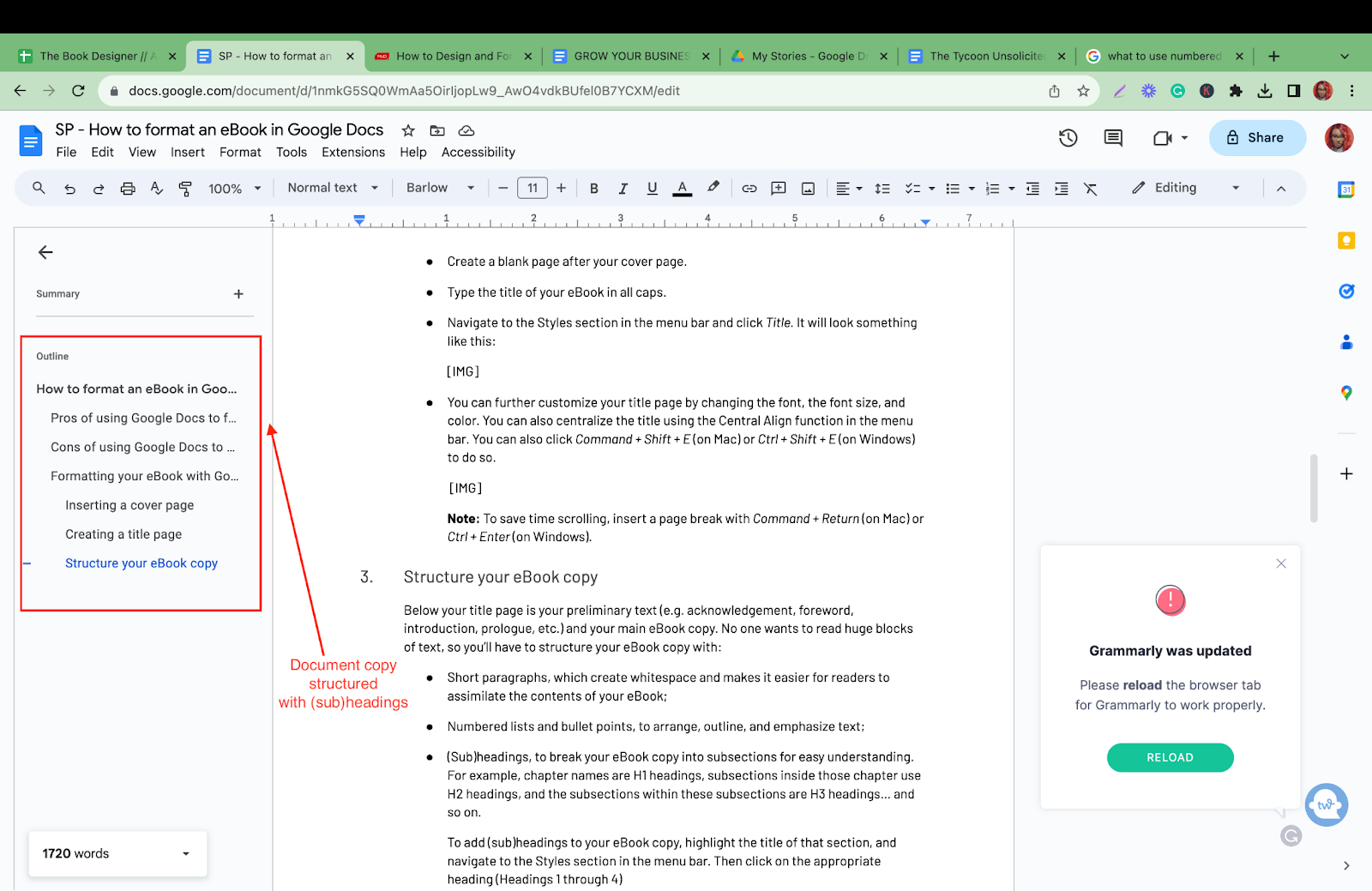 auto format manuscript google docs