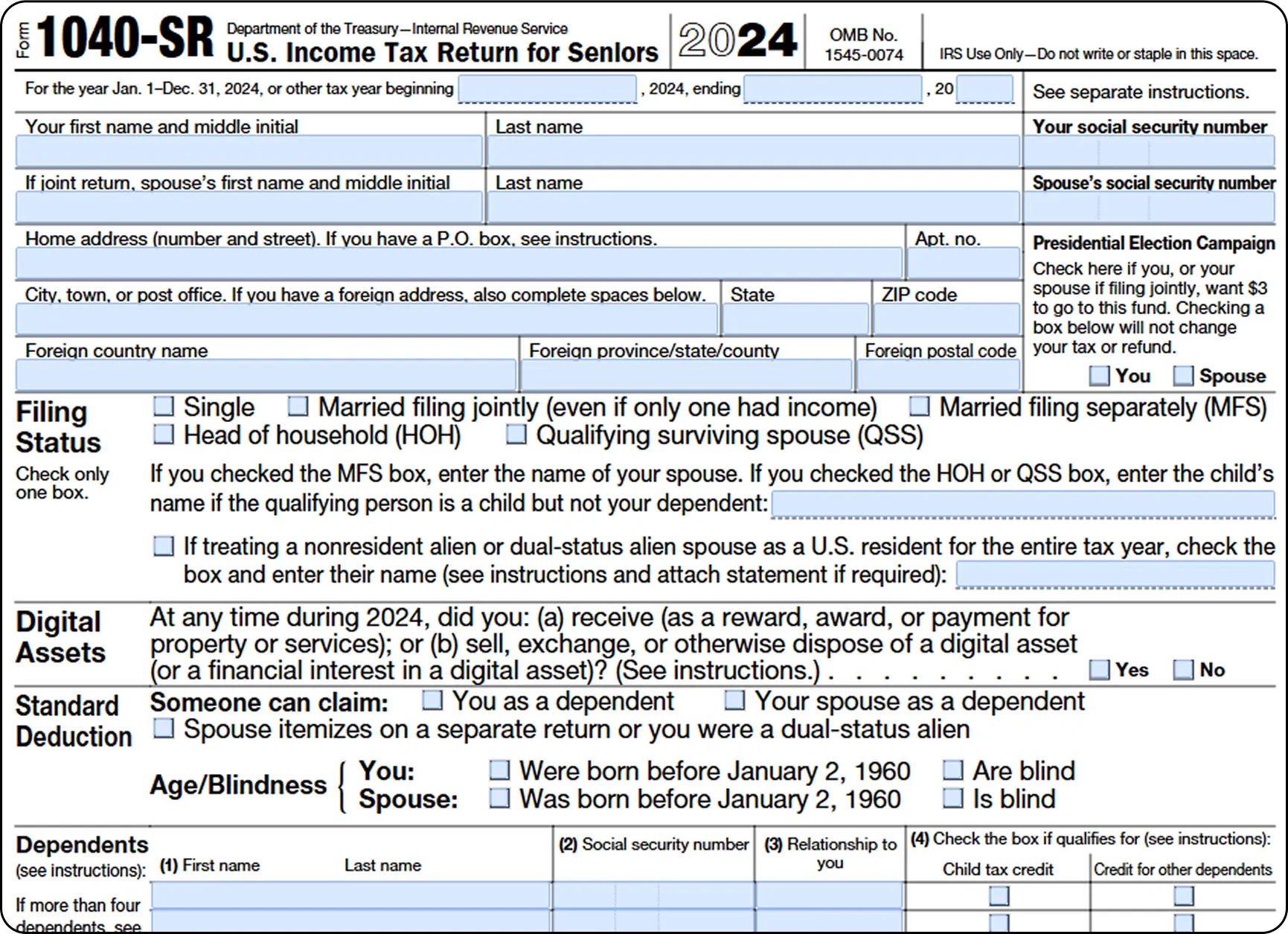 printable 1040 form 2024
