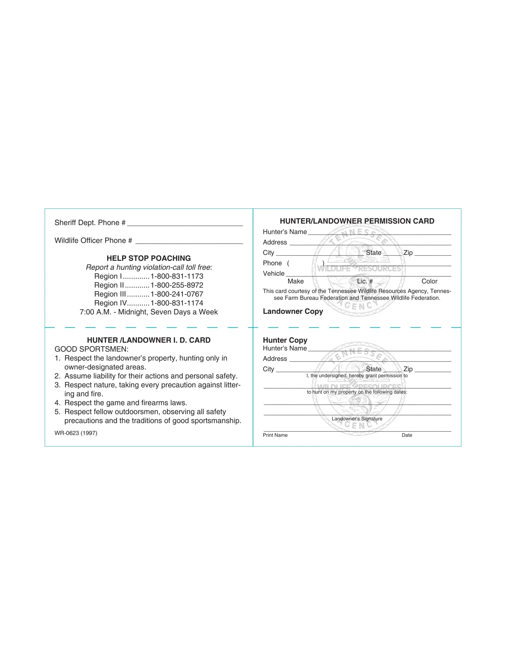 printable hunting permission form