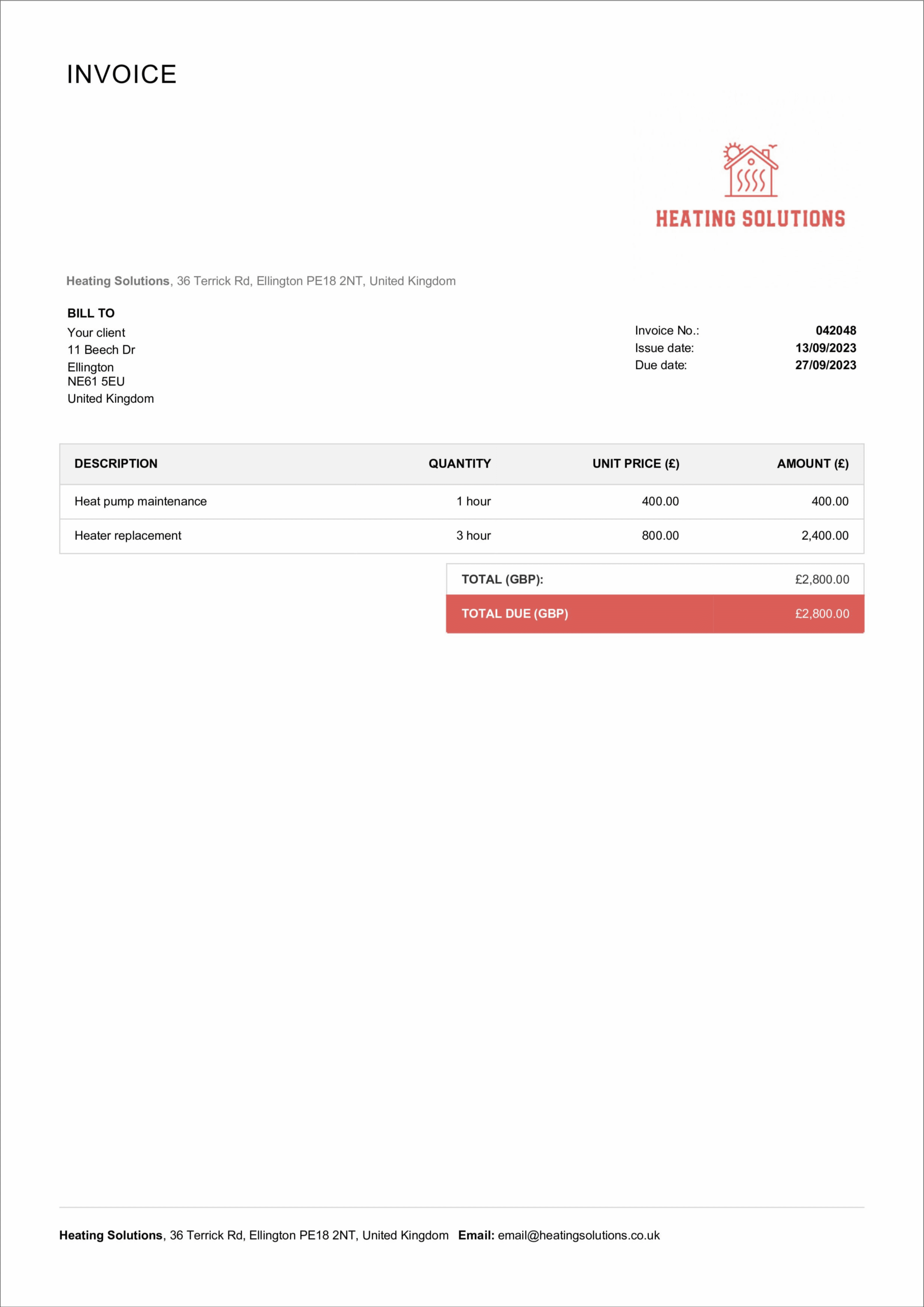 HVAC Invoice Templates Free Editable Billdu