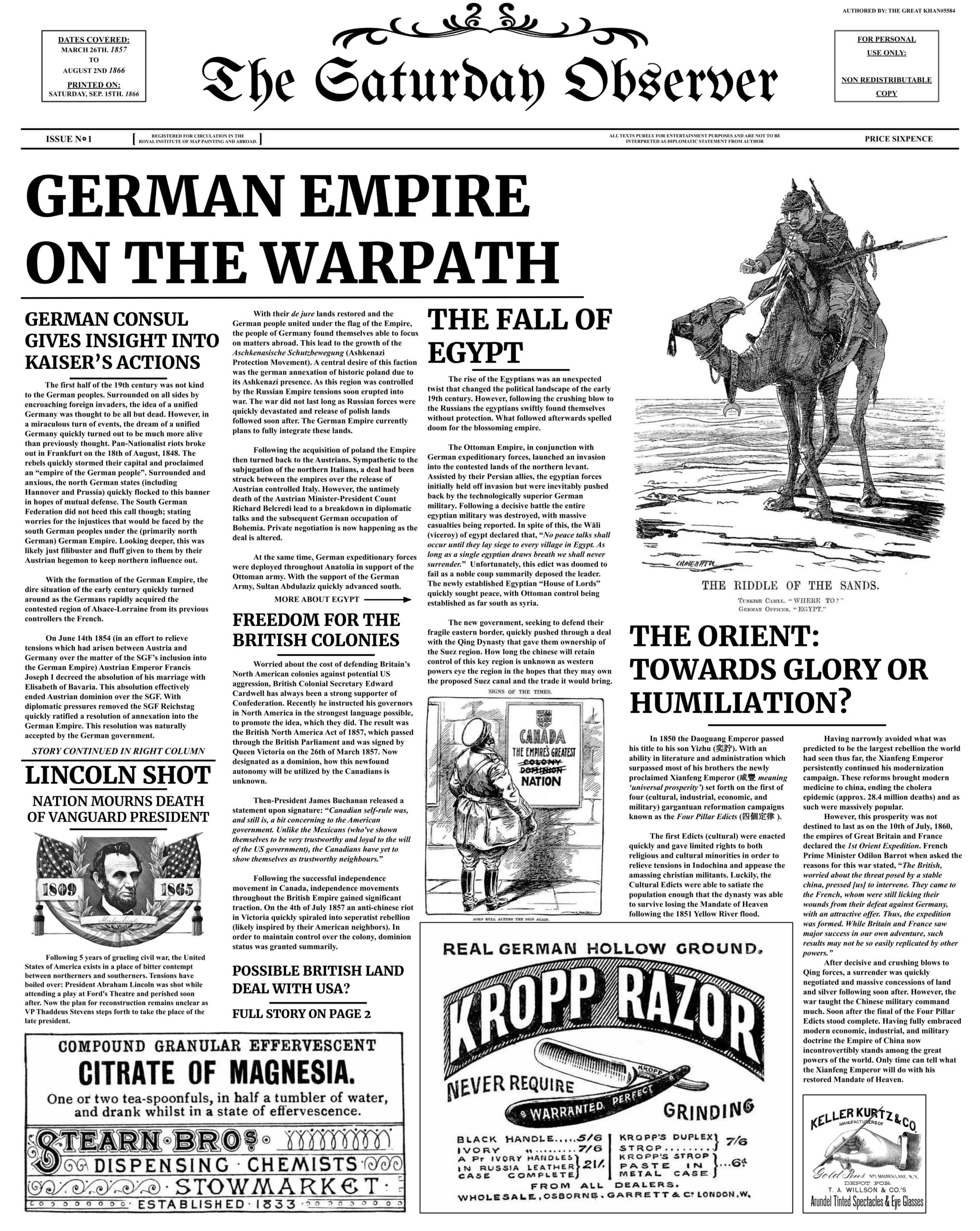 I Made A Yellow Journalism Style Newspaper For An Alternate History R worldbuilding