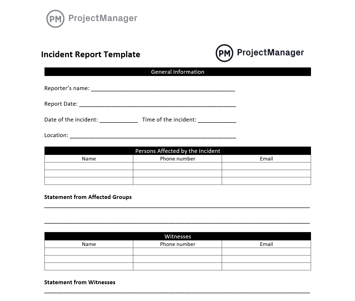 Incident Report Template For Word Free Download 