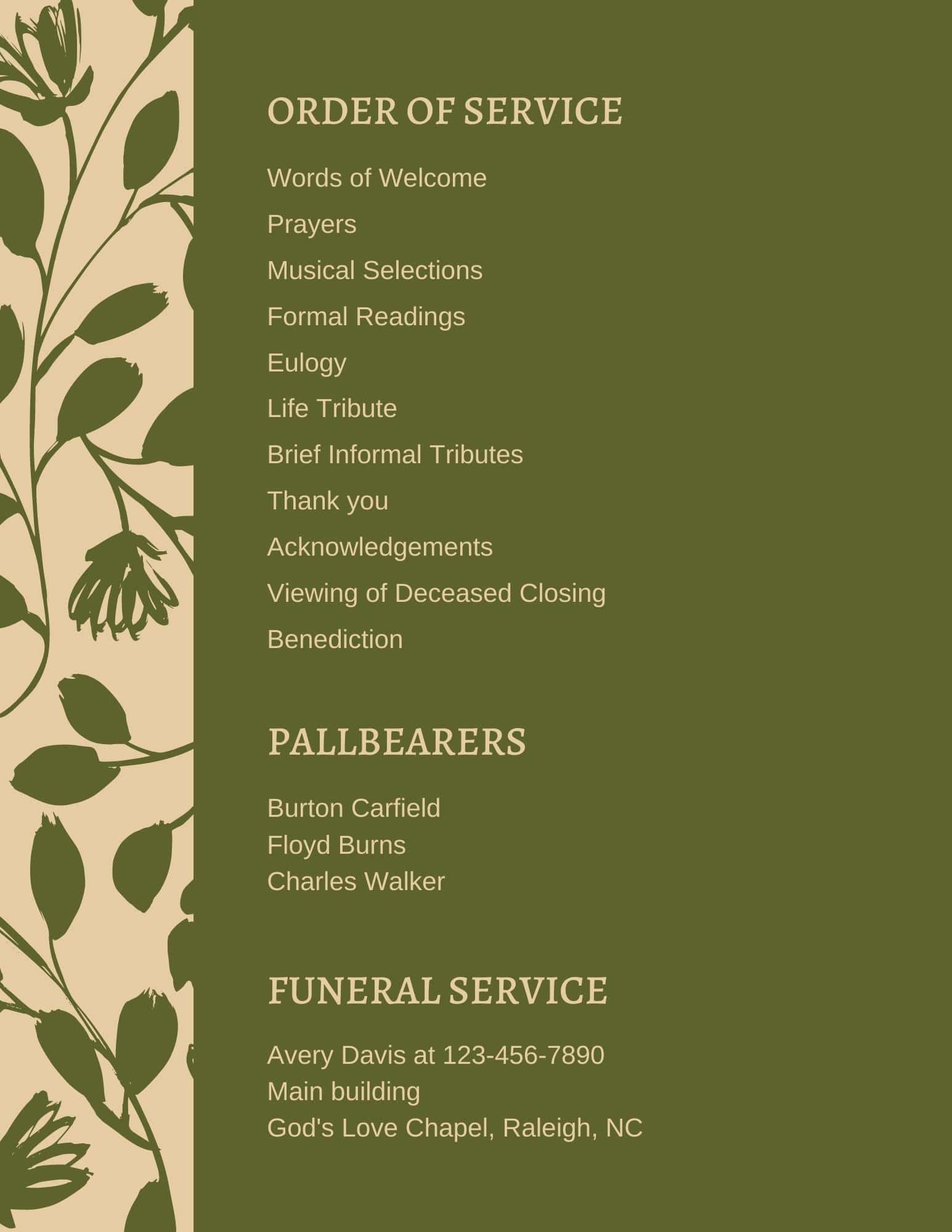 sample memorial service program