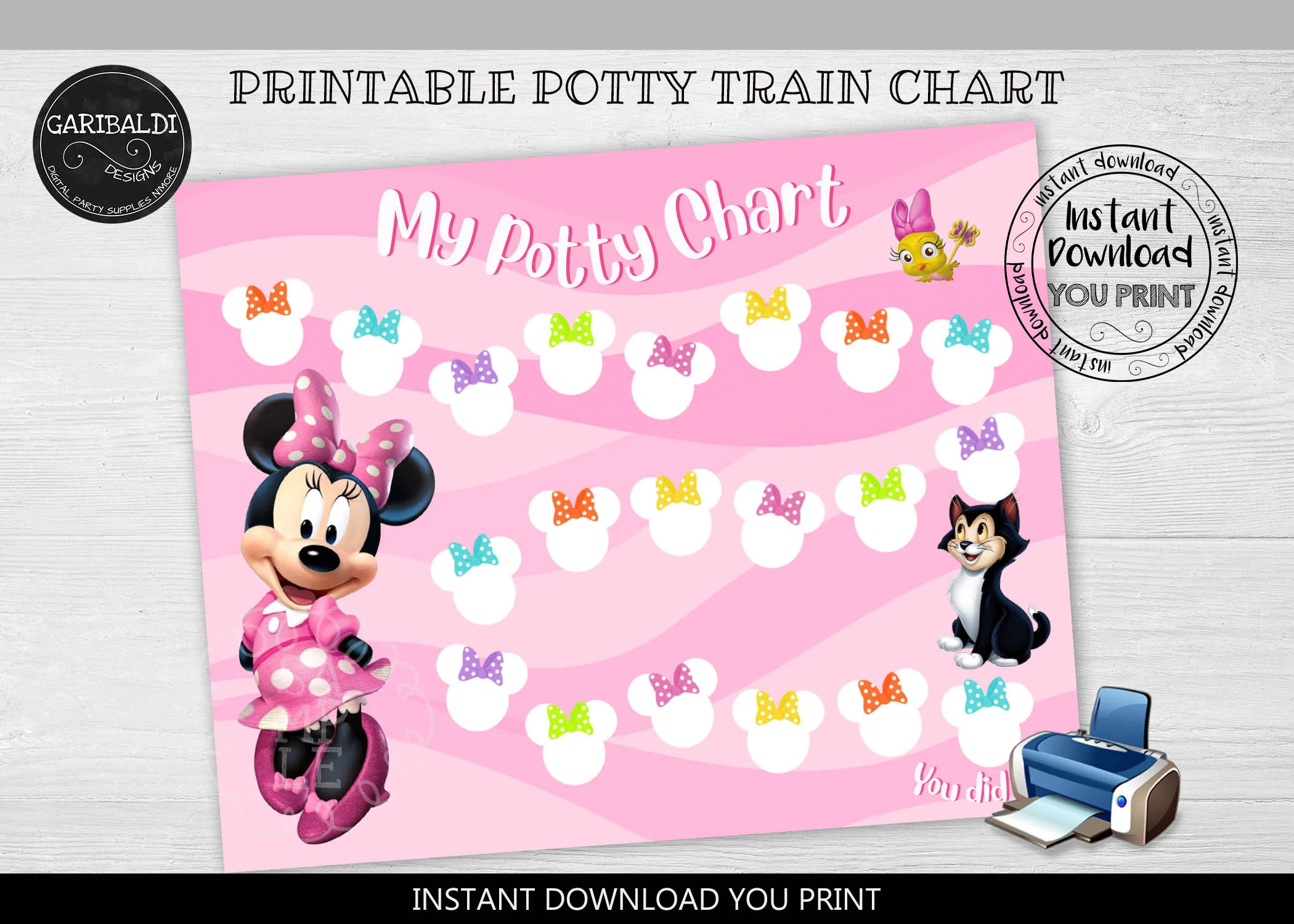 Instant Download Reward Chart Printable Chart Minnie Chart Potty Train Chart Behavior Chart Daily Reward Chart For Kids Routine Chart RW Etsy