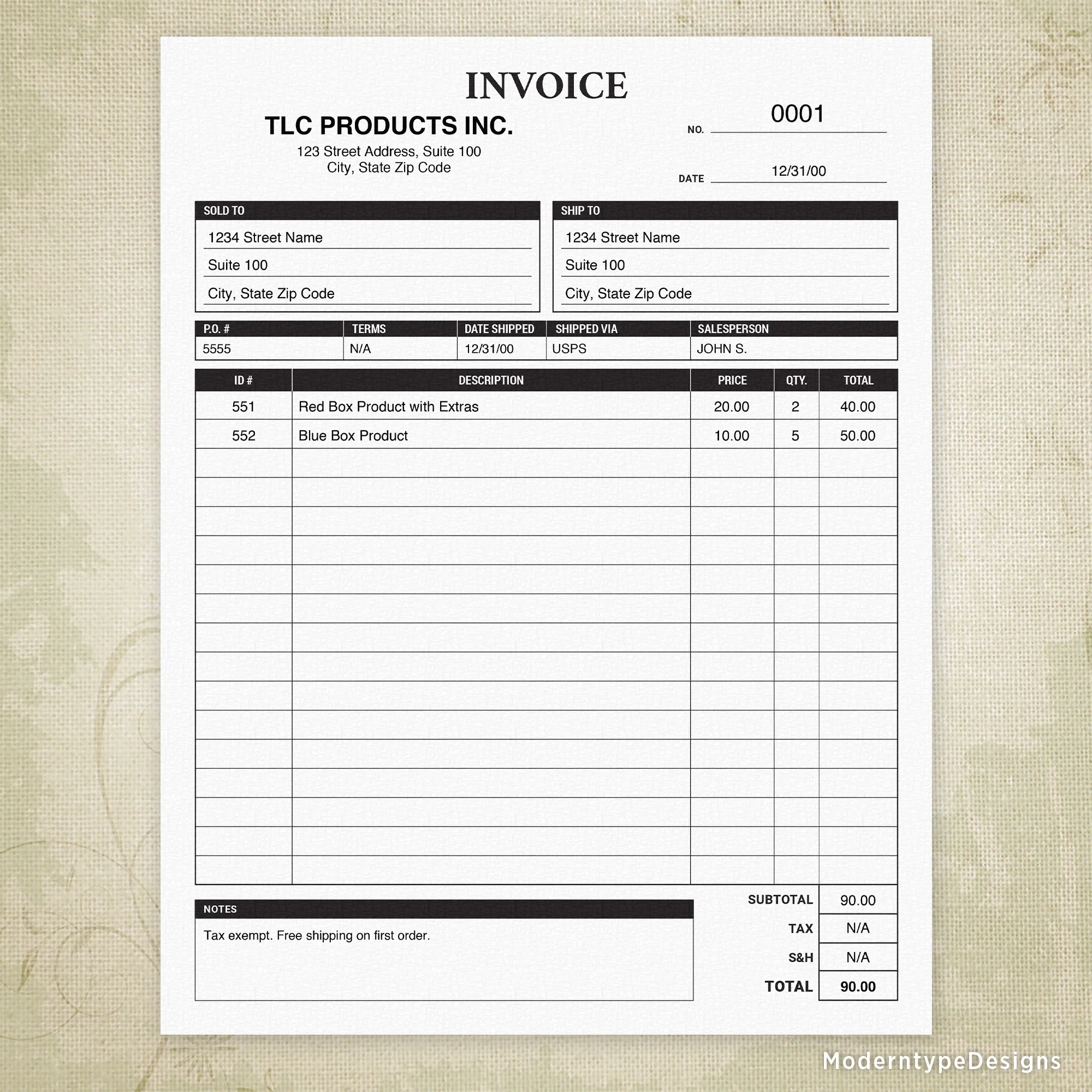 Invoice Form Printable Editable 4