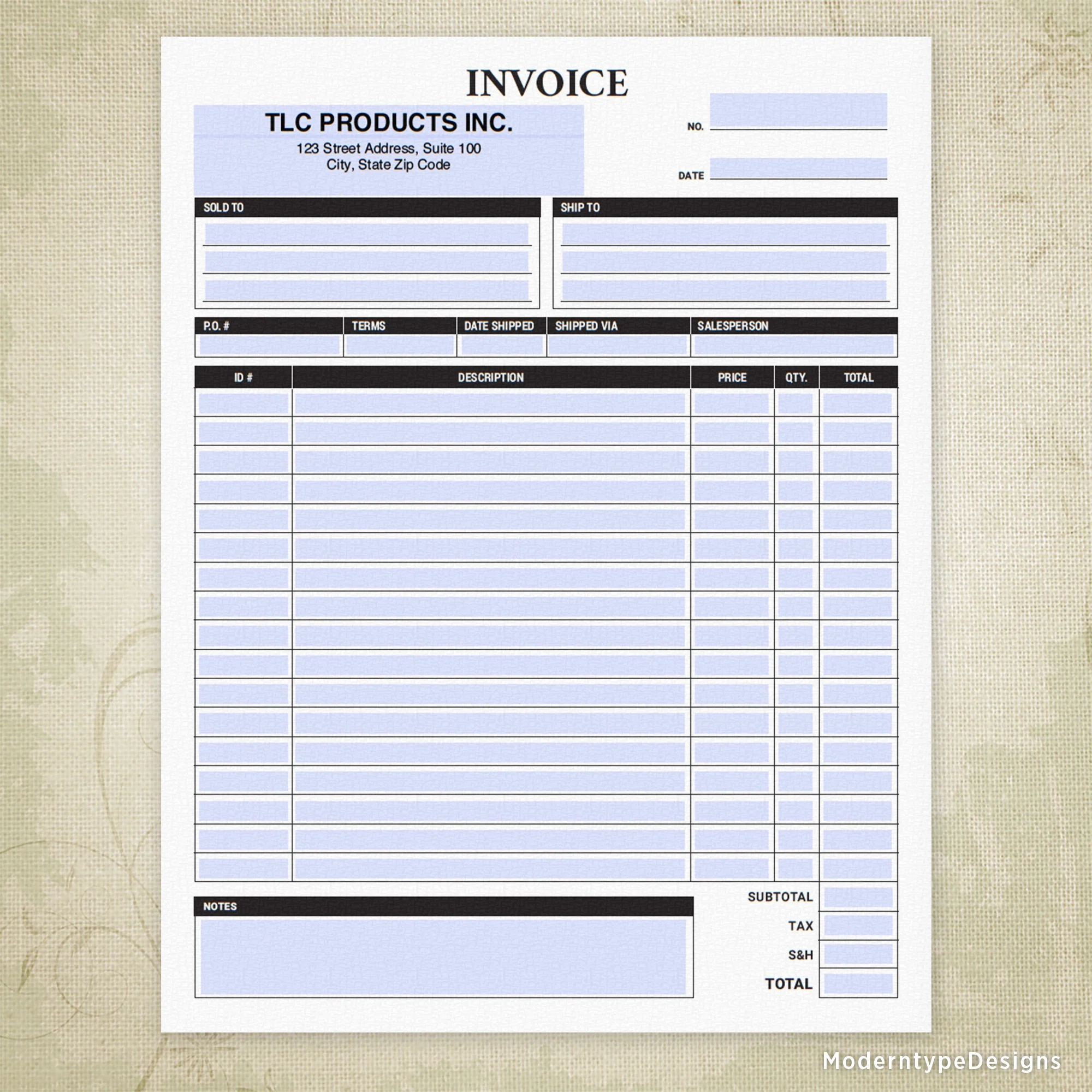 printable invoice form
