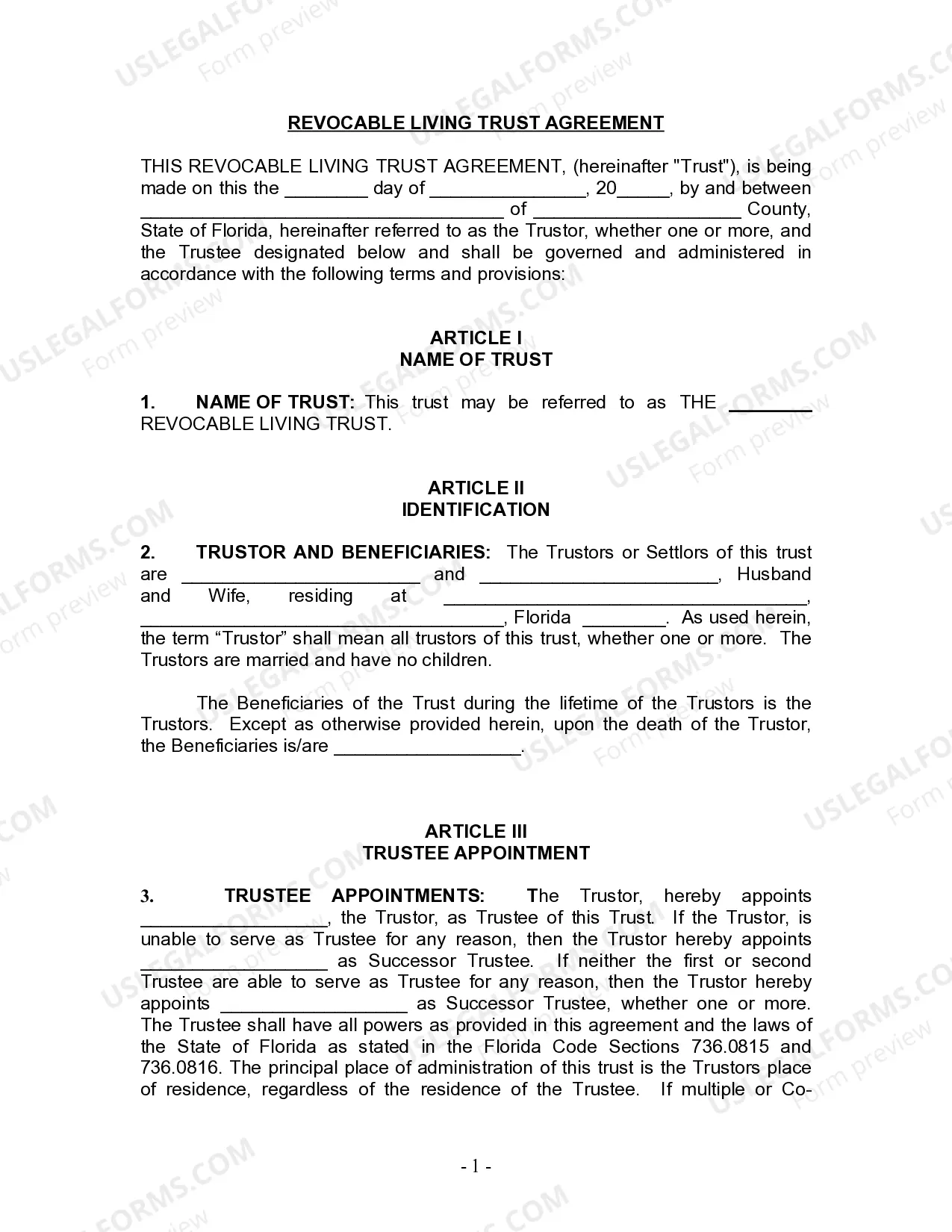 Irrevocable Living Trust Form Florida US Legal Forms