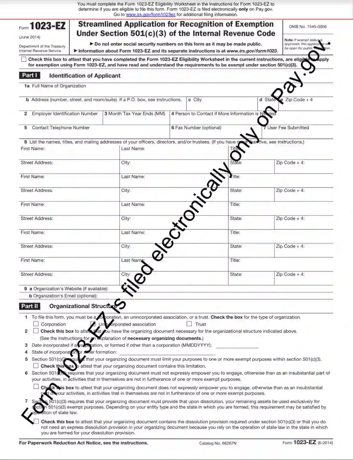 IRS Form 1023 EZ Fill Out Printable PDF Forms Online