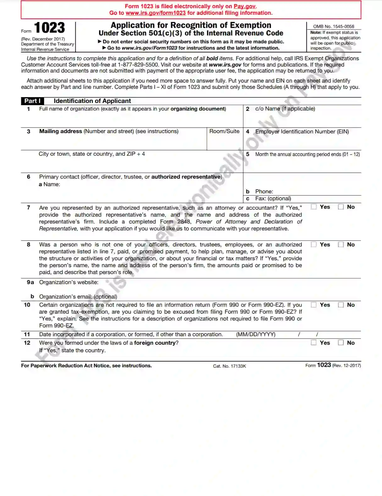 IRS Form 1023 Fill Out Printable PDF Forms Online