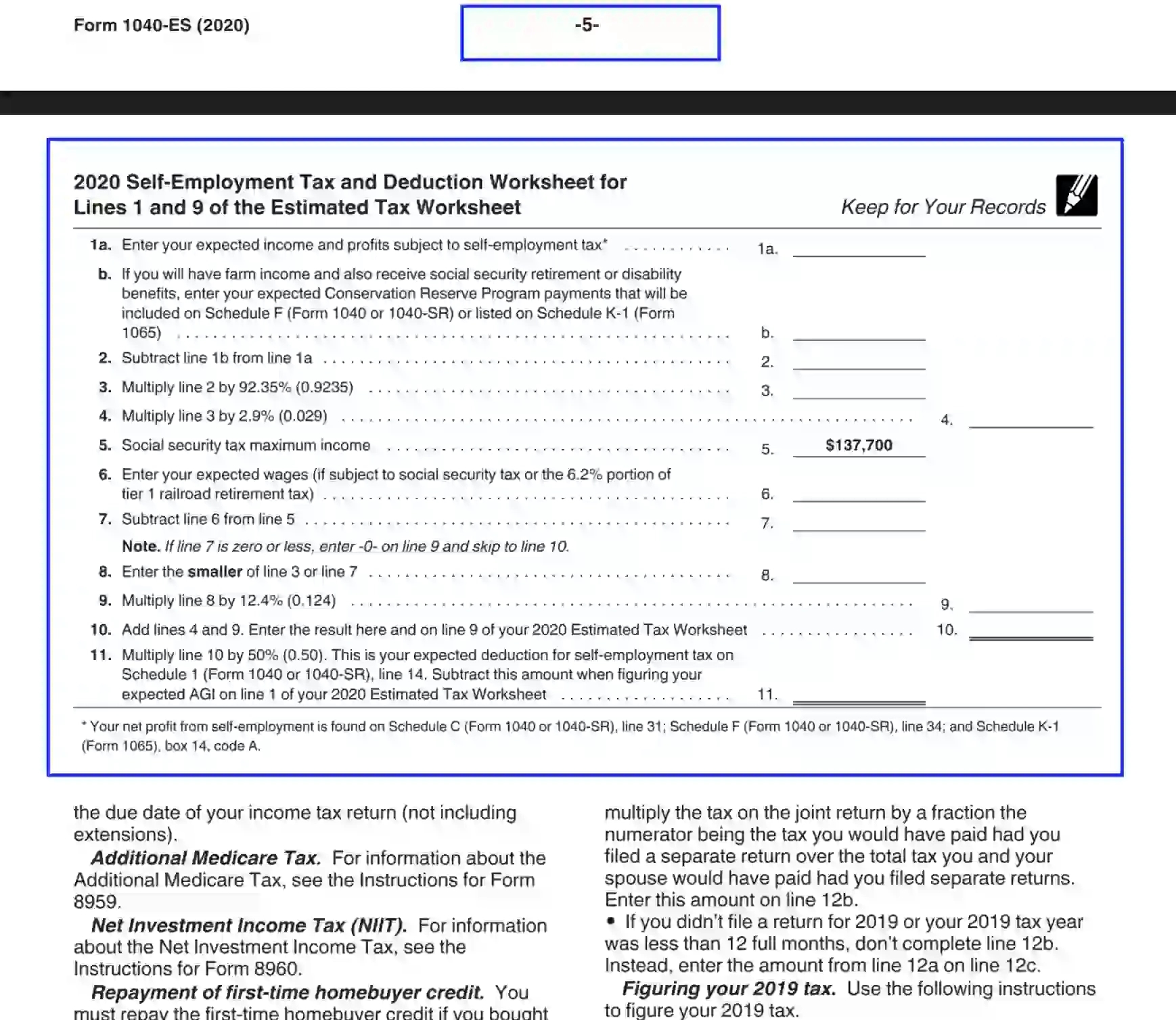 IRS Form 1040 ES Fill Out Printable PDF Forms Online