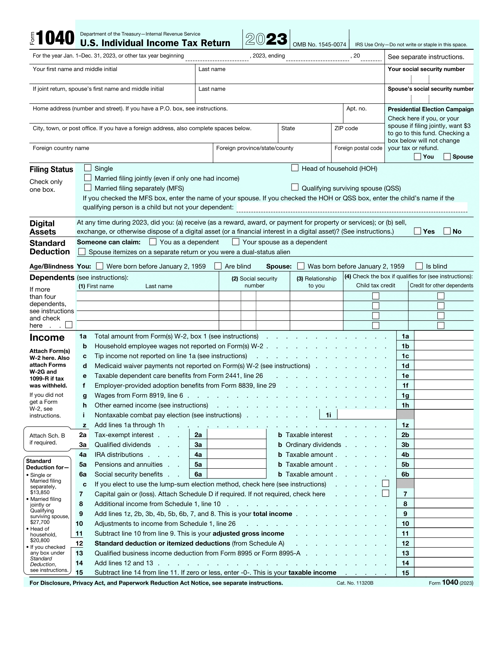 IRS Form 1040 For 2023 Catch Up On Filing With Our PDF Editor