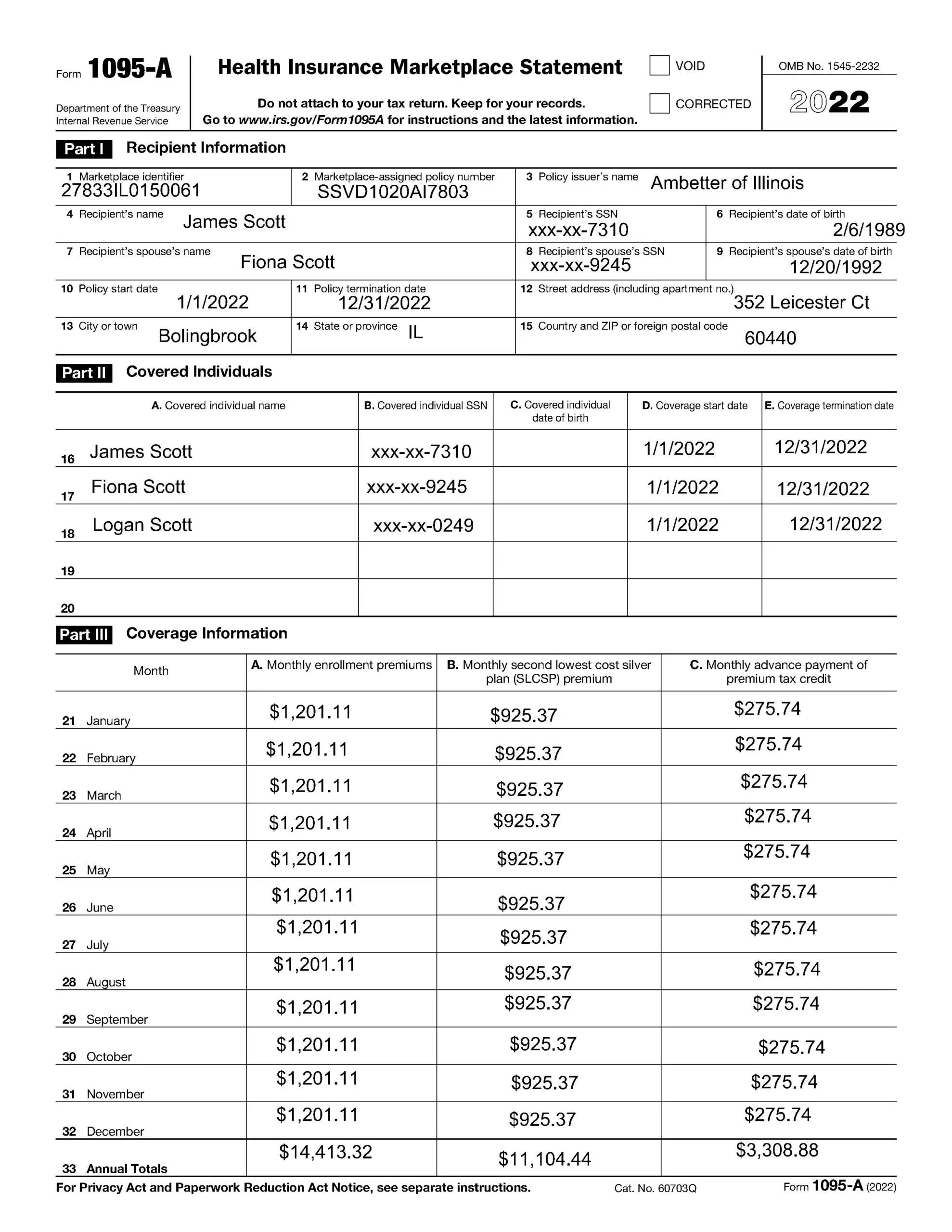 IRS Form 1095 Automated Document Processing Vantage Document AI