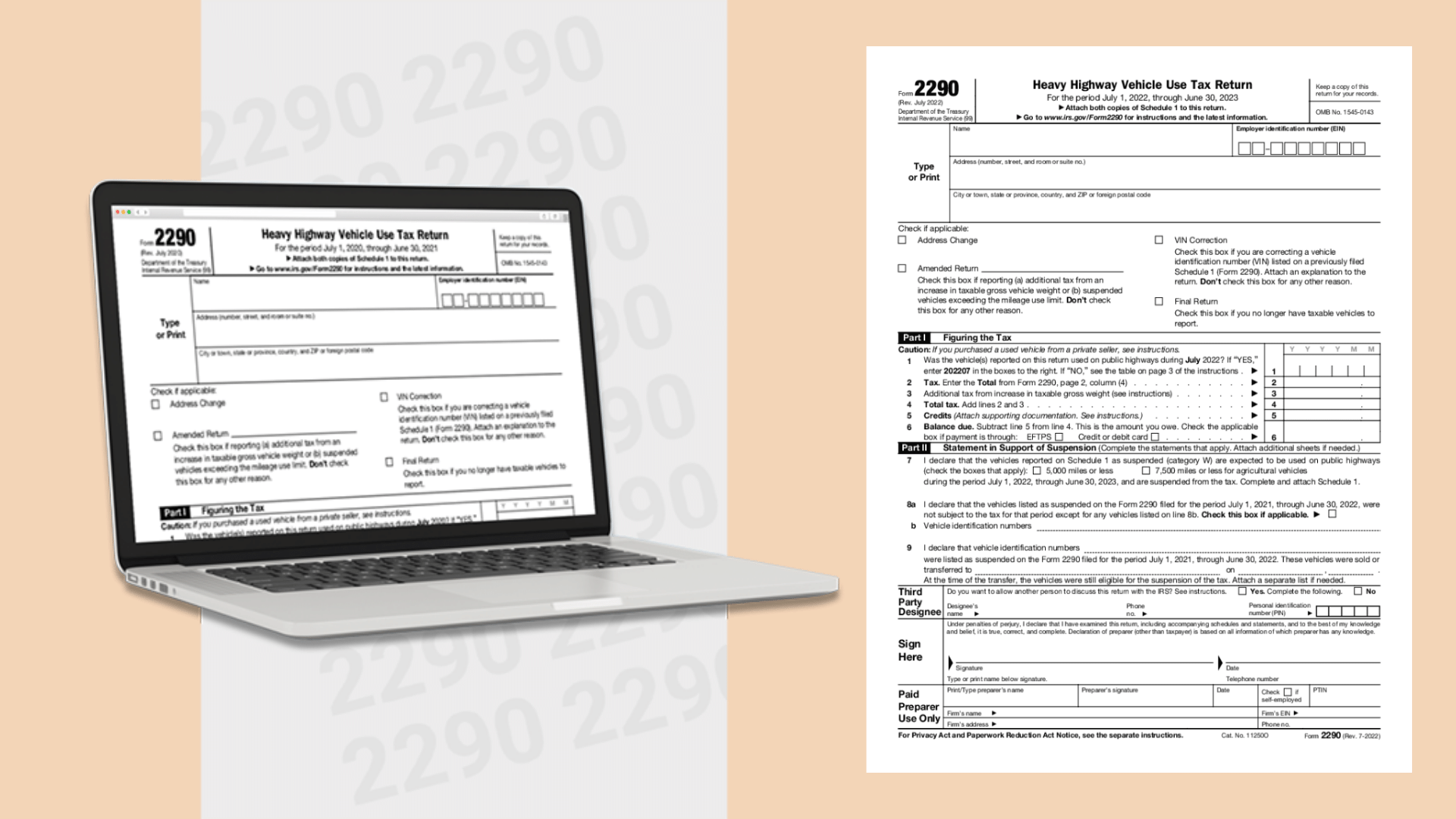 IRS Form 2290 Printable 2022 2290 Tax Form Online Instructions PDF To Print Or E File