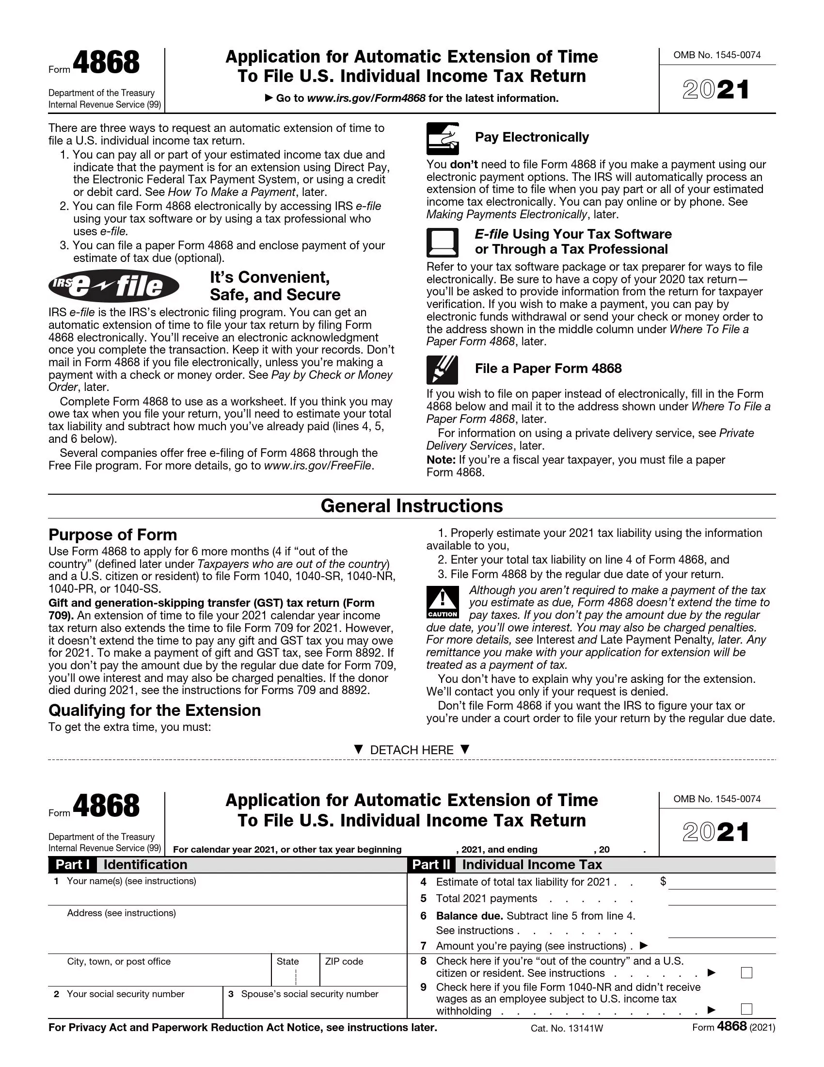 IRS Form 4868 Fill Out Printable PDF Forms Online