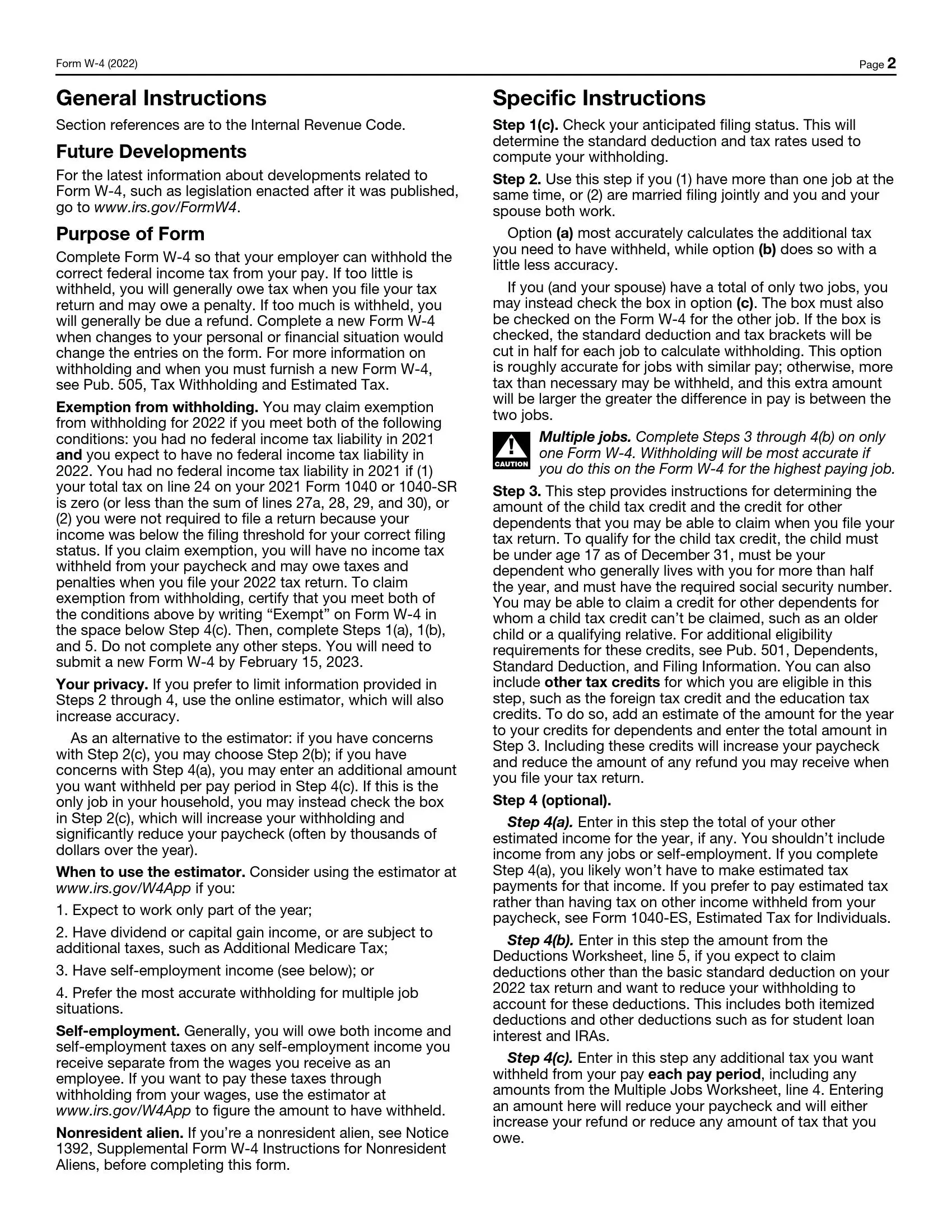 IRS Form W 4 Fill Out Printable PDF Forms Online