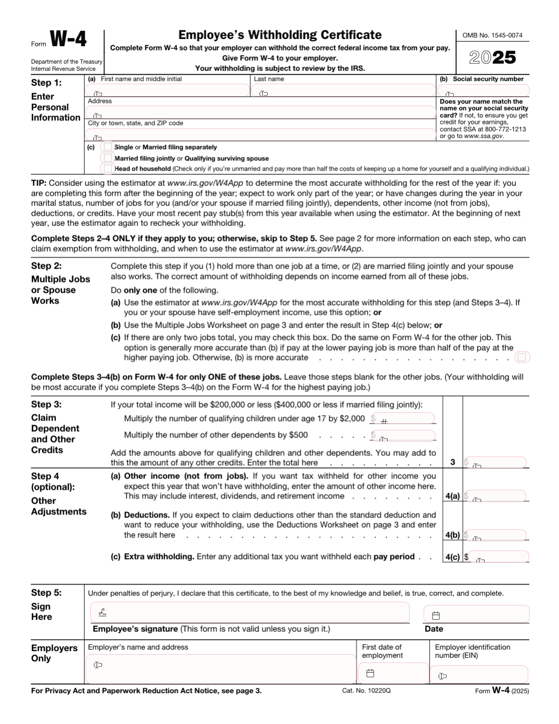 IRS Form W 4 What It Is And How To Fill It Out For 2025 Popform