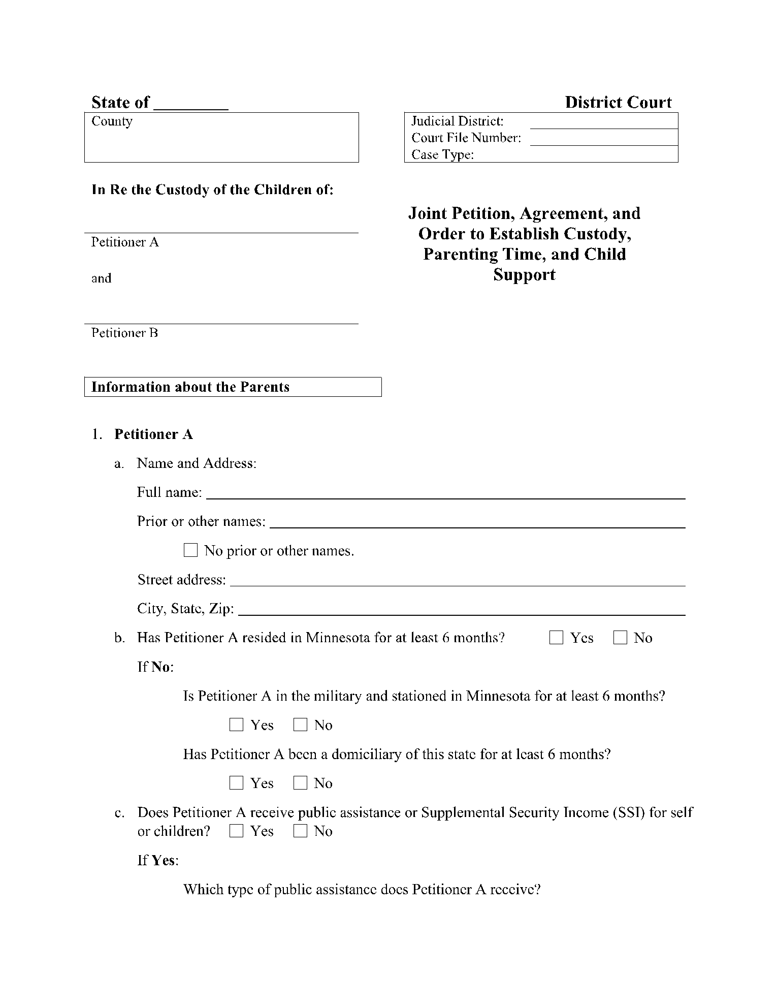 free printable custody forms