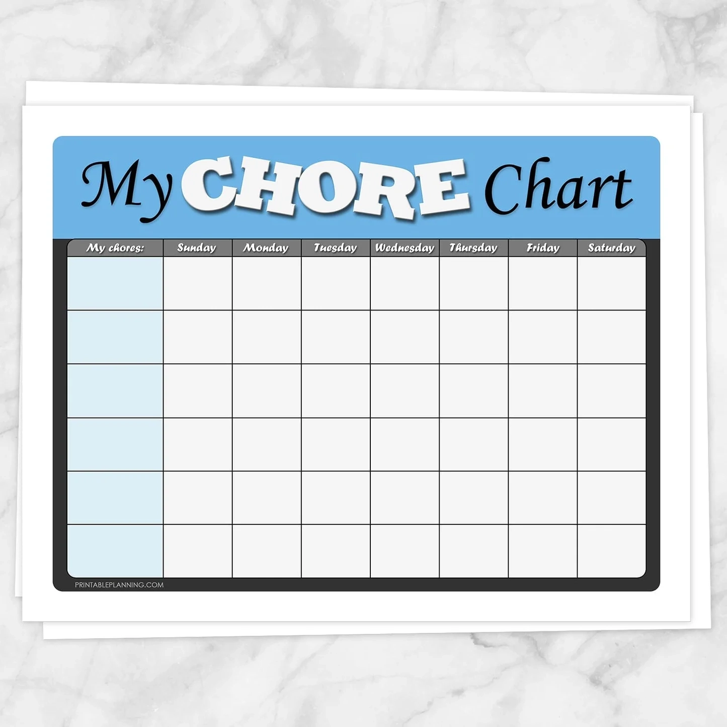 printable daily chore chart