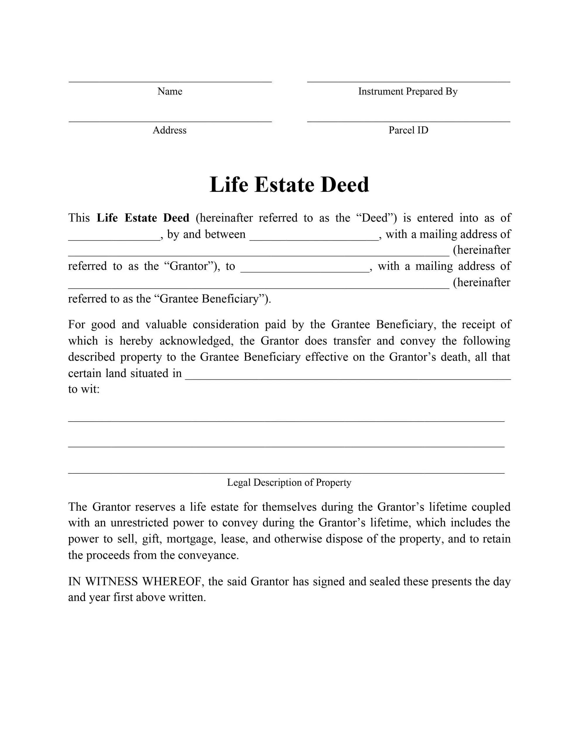 Lady Bird Deed Florida Template Printable Study Planner