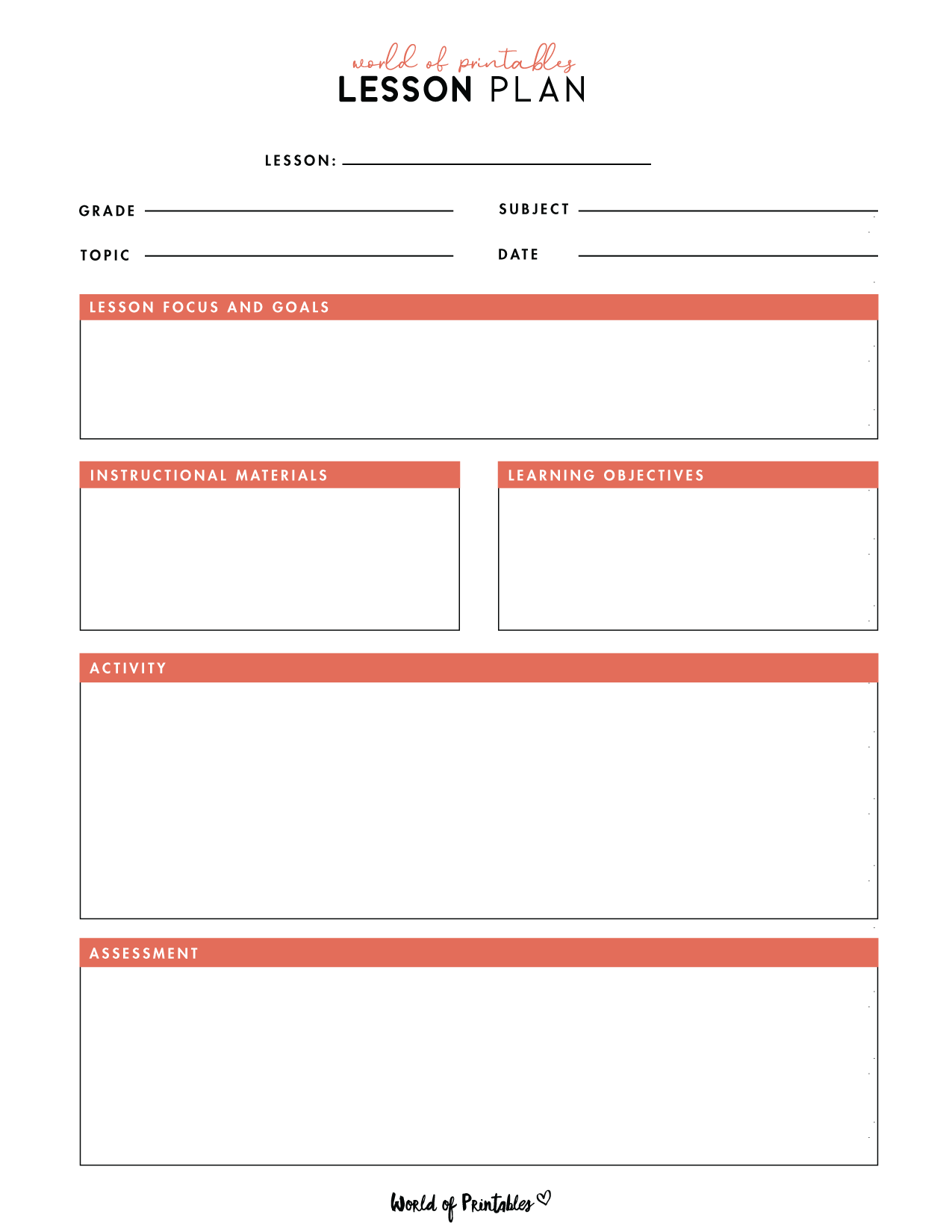 free lesson plan template