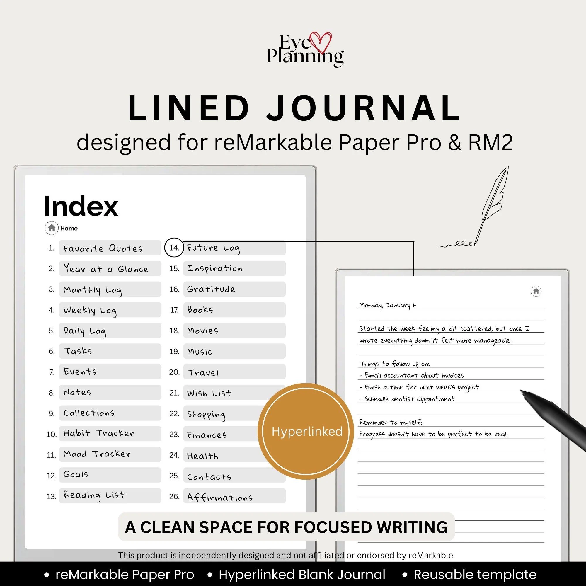 2 line template journal