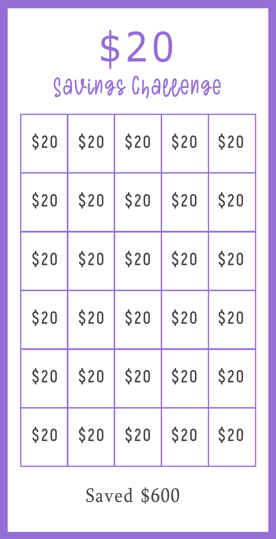 low income savings challenge printable