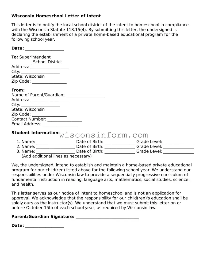 Make A Valid Wisconsin Homeschool Letter Of Intent Using Our Printable Template
