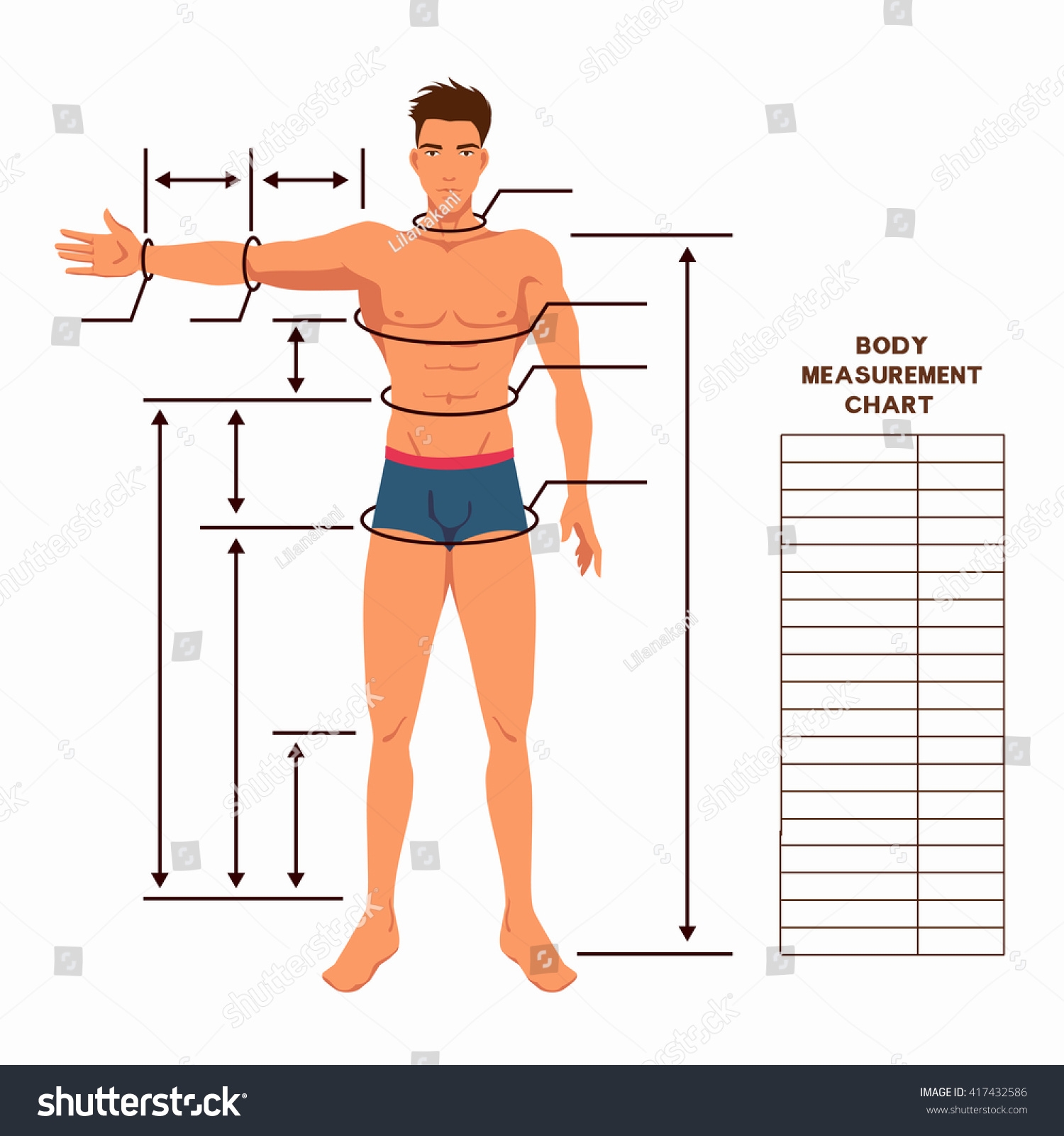 Male Body Measurement Chart Scheme Measurement Stock Vector Royalty Free 417432586 Shutterstock