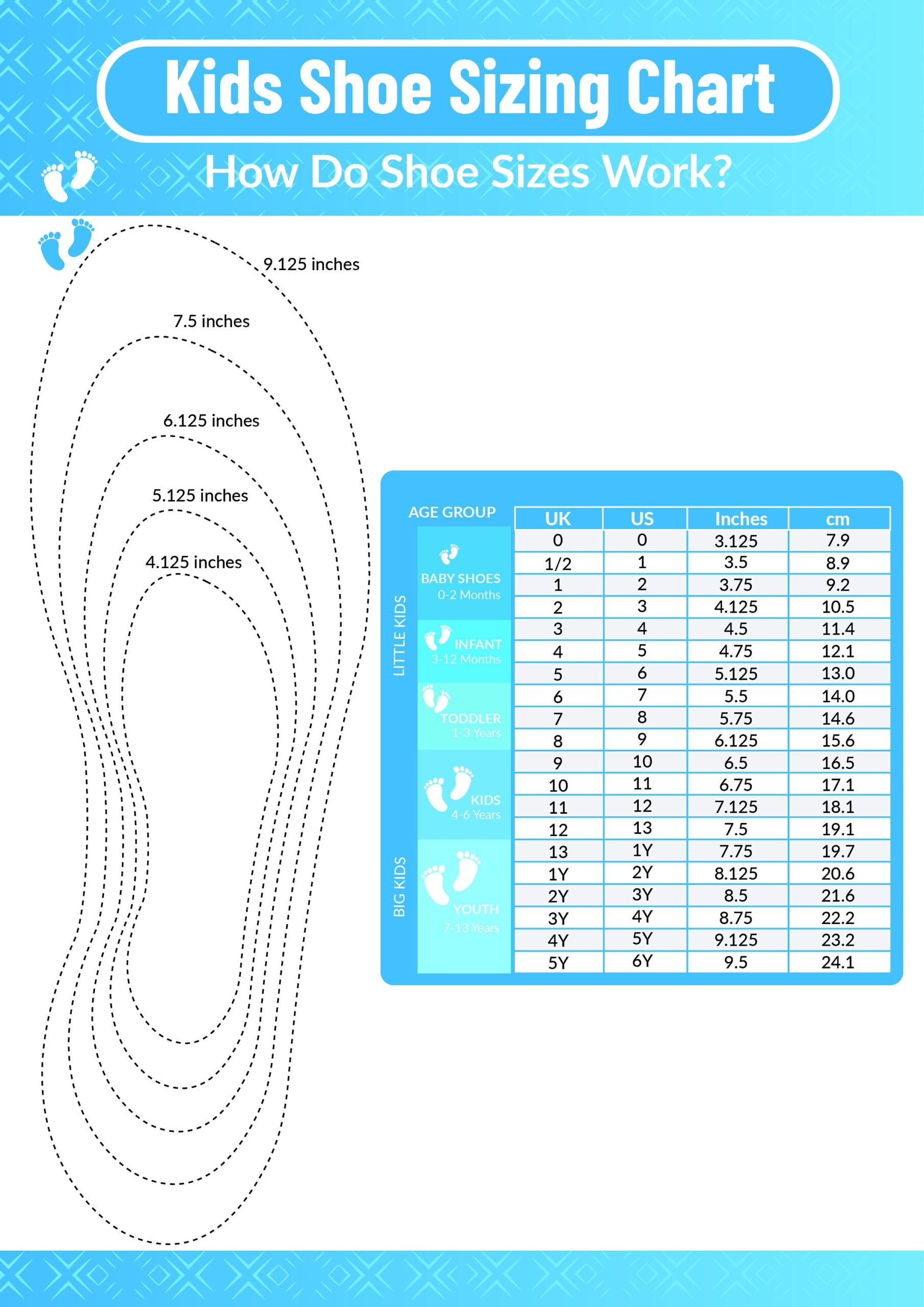 Measurement Chart Measuring Children 039 s Feet For Shoes Toddler Shoe Measurement Chart Printable Infant Shoe Size Chart