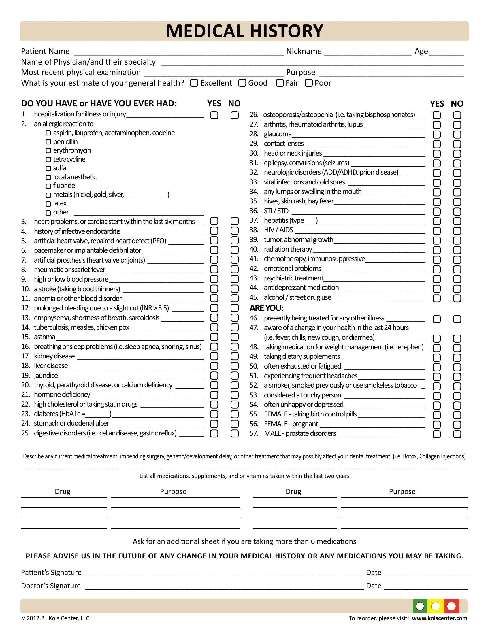 free medical office forms printable