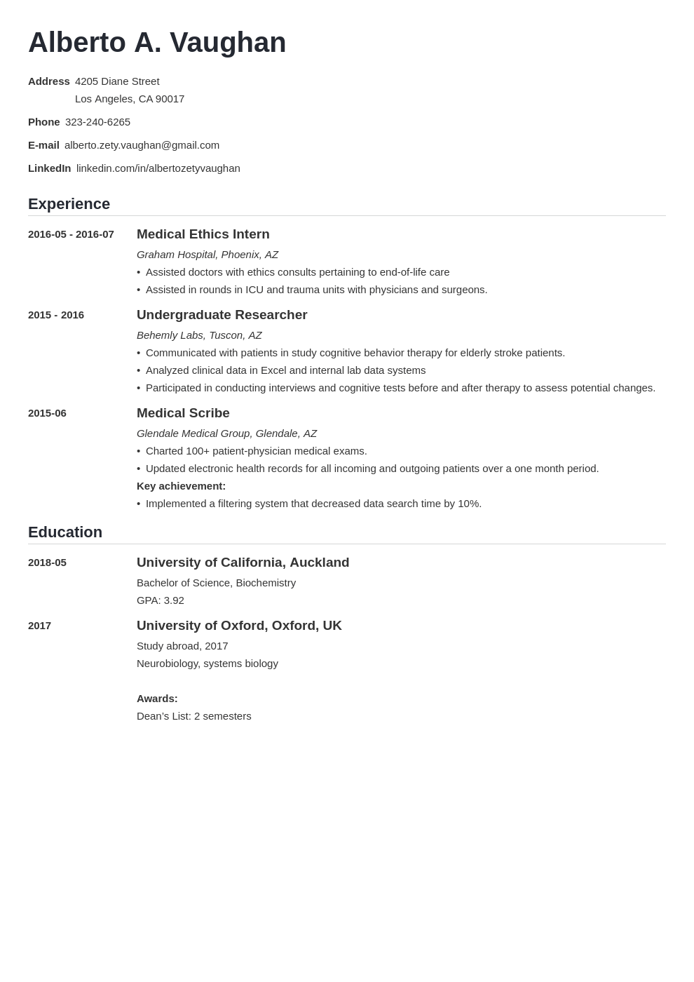 Medical Student CV Example Template Guide 