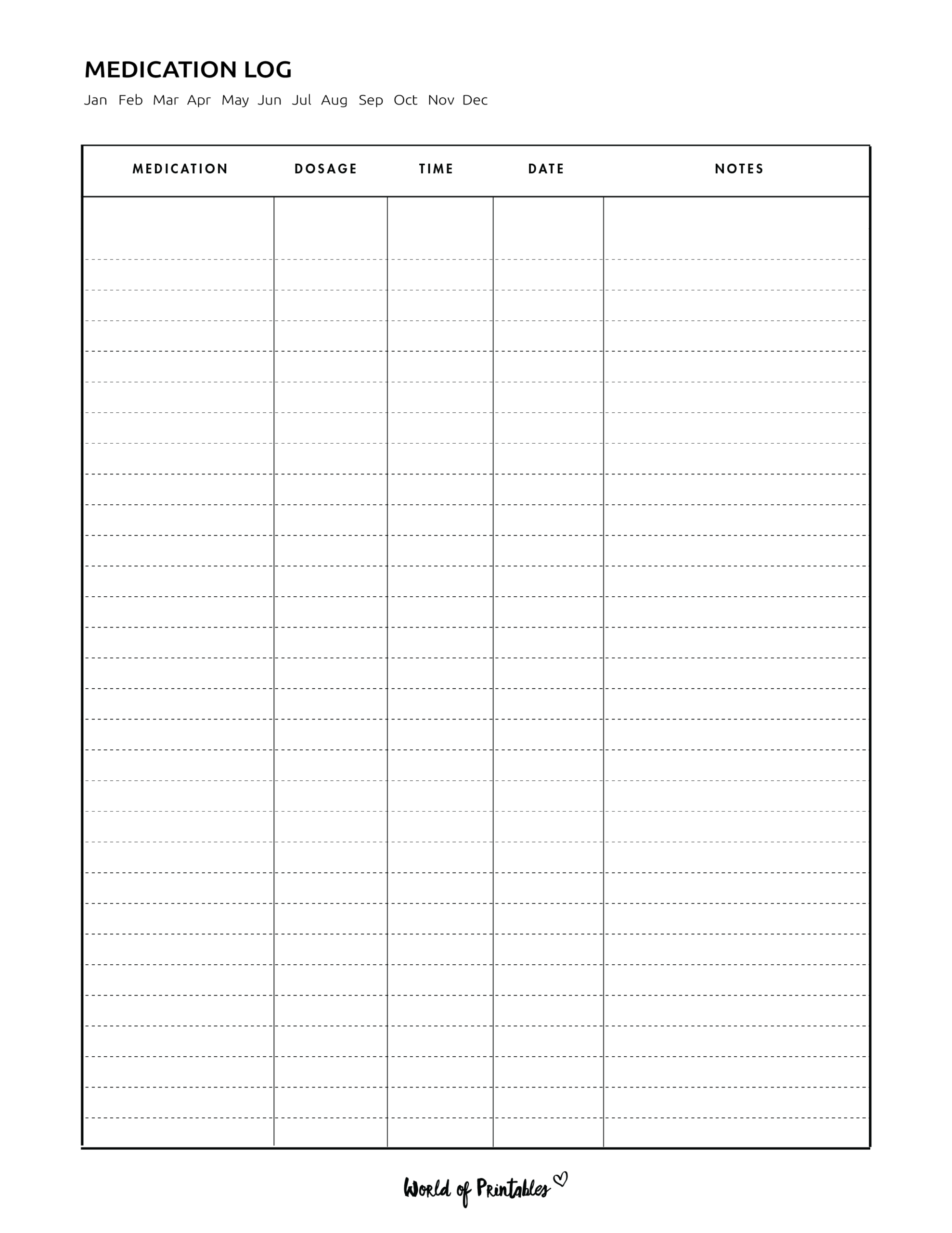 free printable medication chart pdf