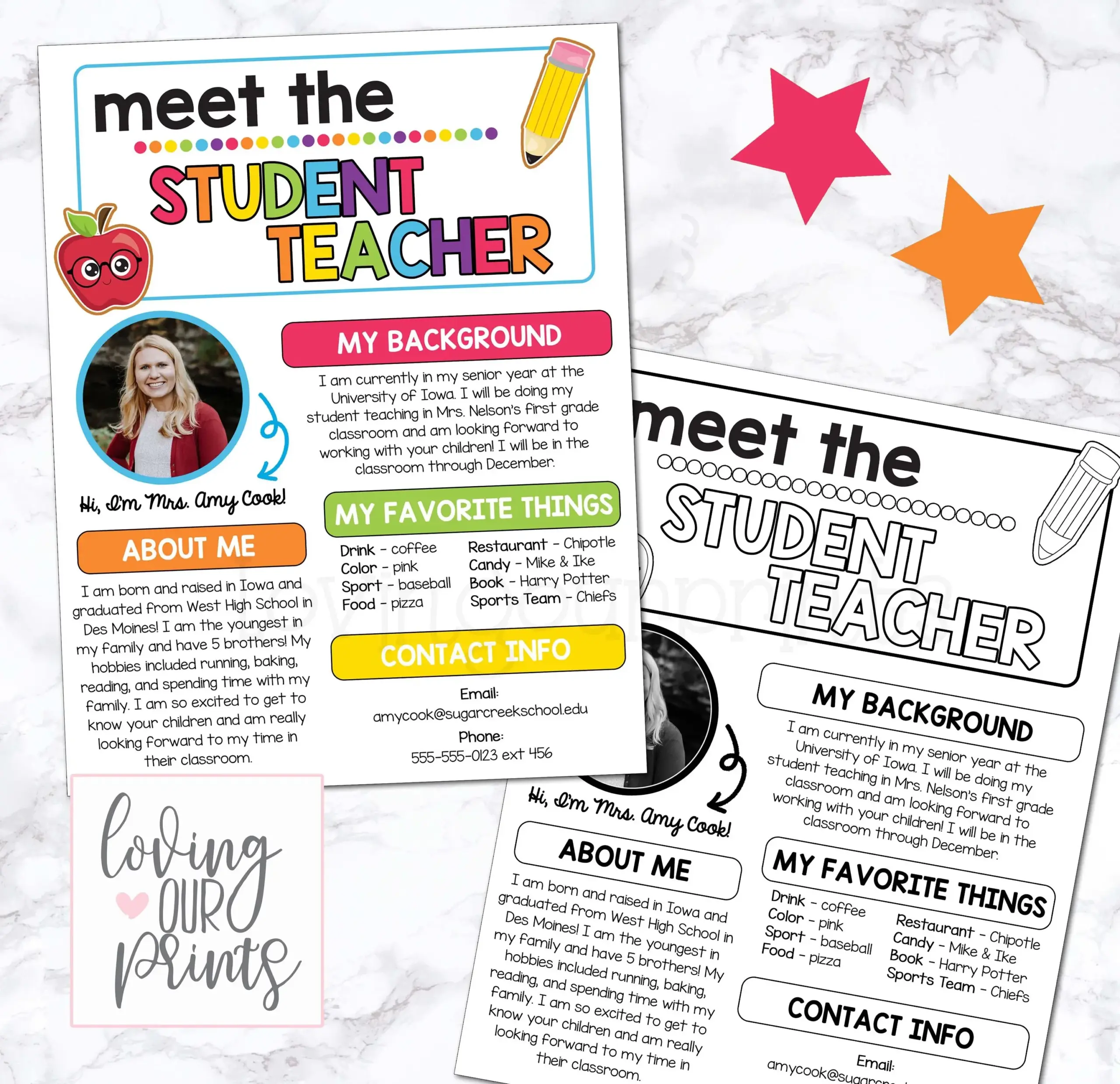 Meet The Student Teacher Meet The Student Teacher Template Meet The Teacher Editable Template Back To School Meet The Student Teacher Etsy