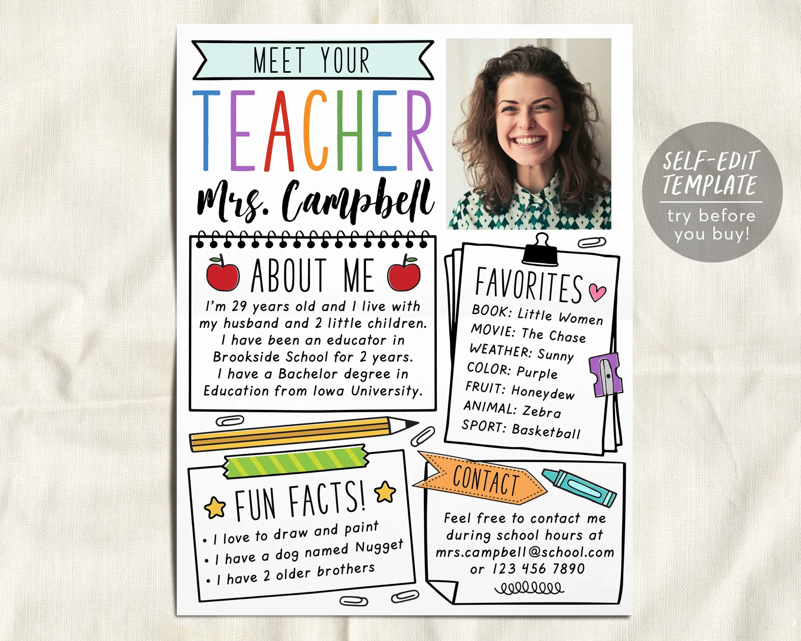 Meet The Teacher Editable Template Back To School Welcome Letter Printable Start Of School Elementary Newsletter Parent Communication Form Etsy