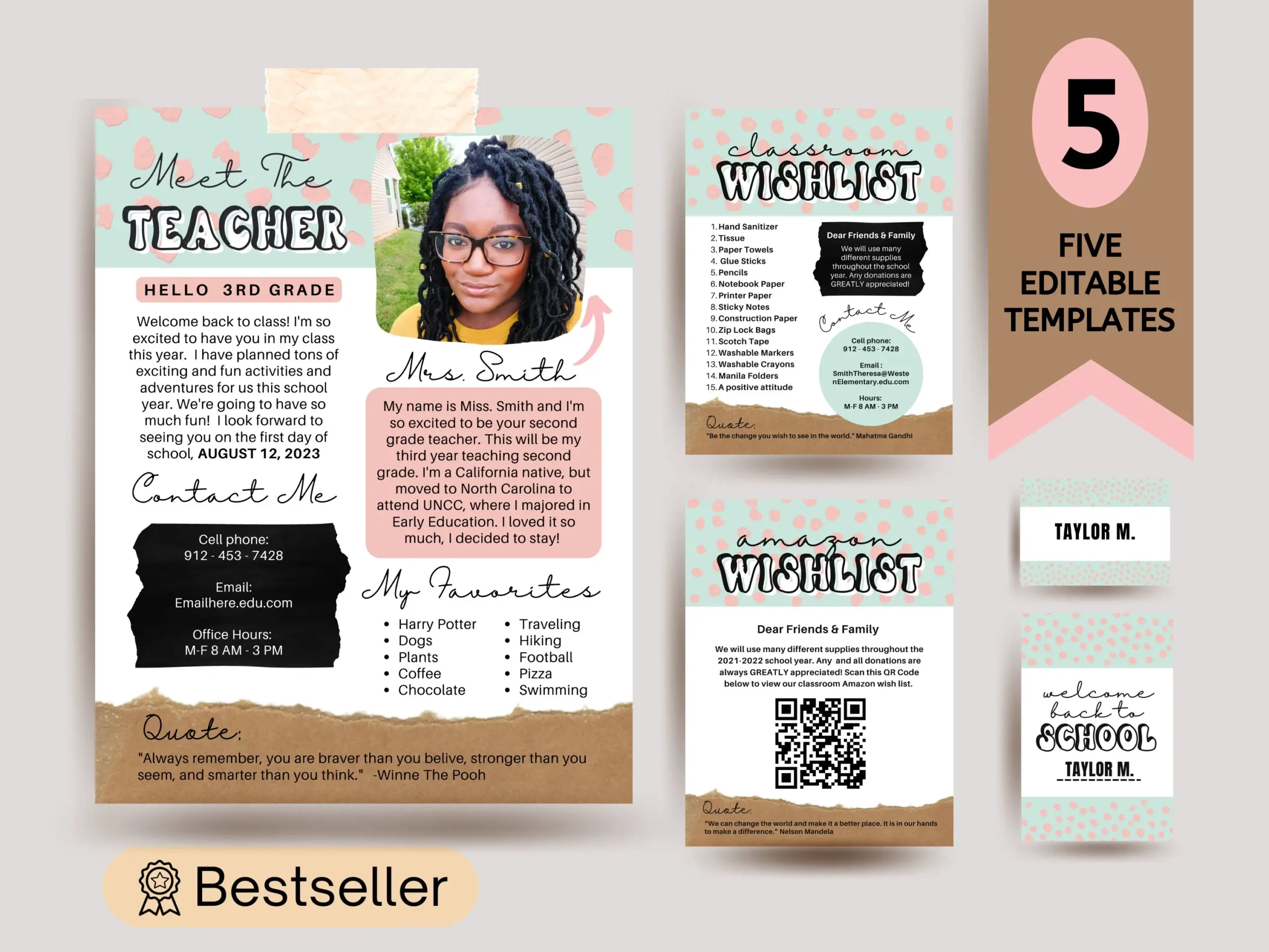 Meet The Teacher Template Back To School Newsletter Student Gift Tags Student Desk Labels Classroom Templates Digital Download Etsy