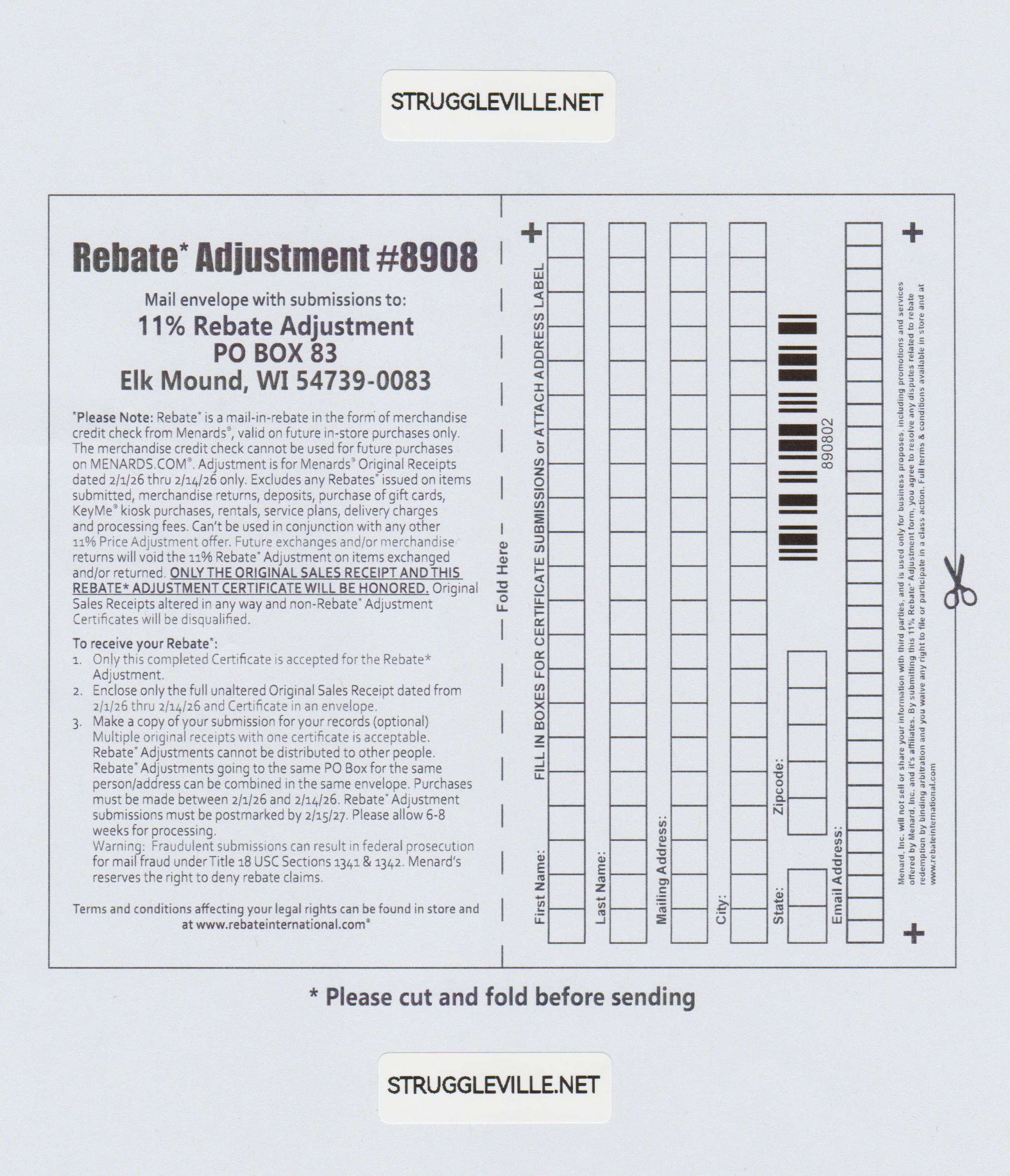 menards rebate printable form