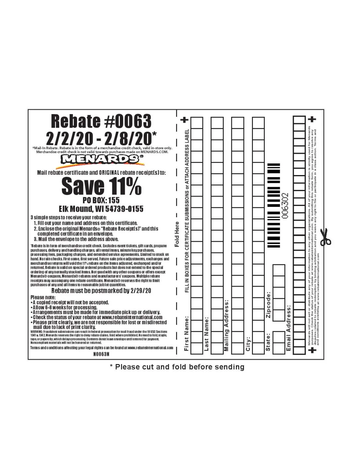 menards printable rebate form
