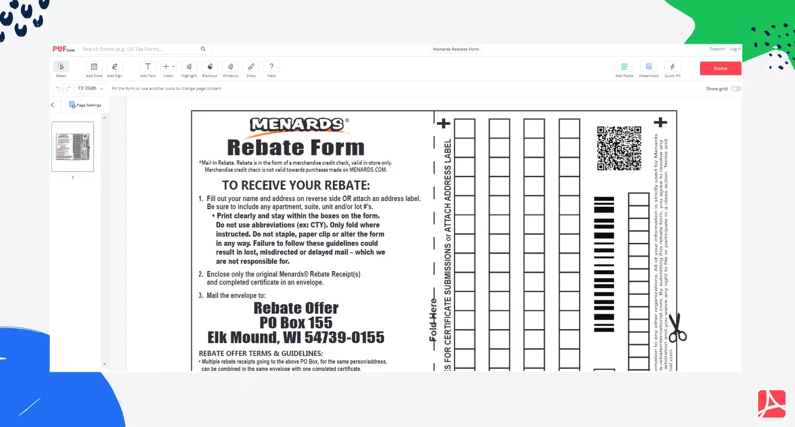 Menards Rebates Form Edit And Sign Form PDFLiner Worksheets Library