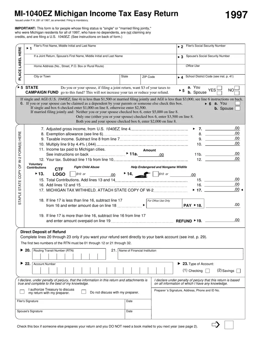 Mi 1040Ez Form Fill Out Printable PDF Forms Online