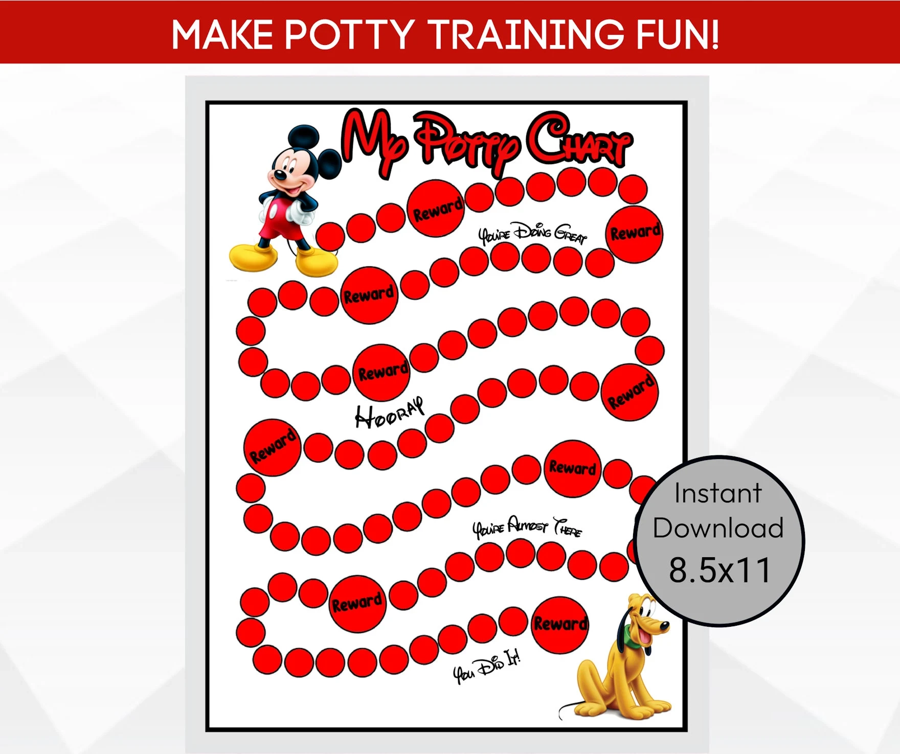 Mickey Potty Training Chart Printable Mickey Mouse Potty Training Chart Potty Training Tips Instant Download Reward Chart Etsy