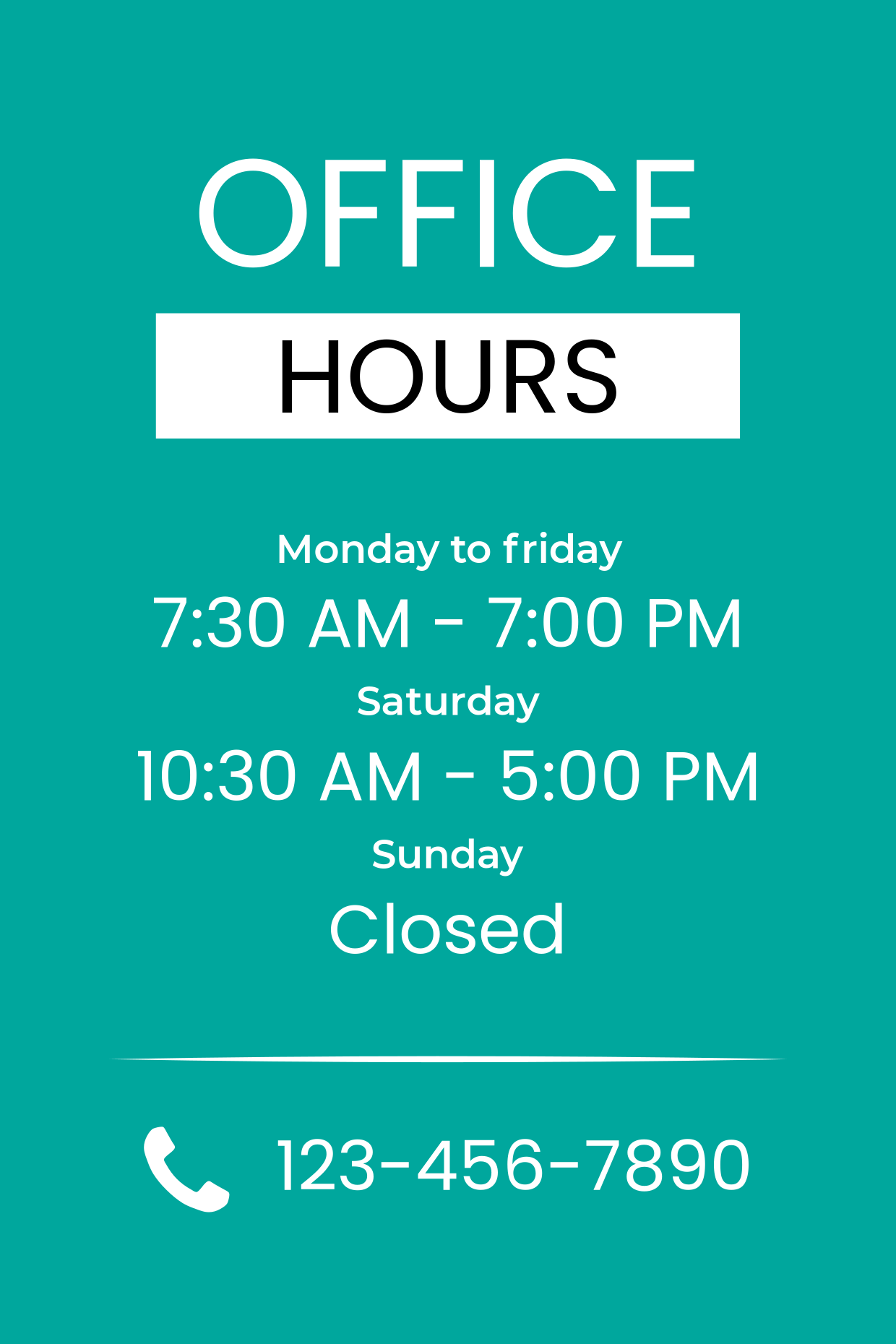 Minimalistic Business Hours Sign Template Square Signs