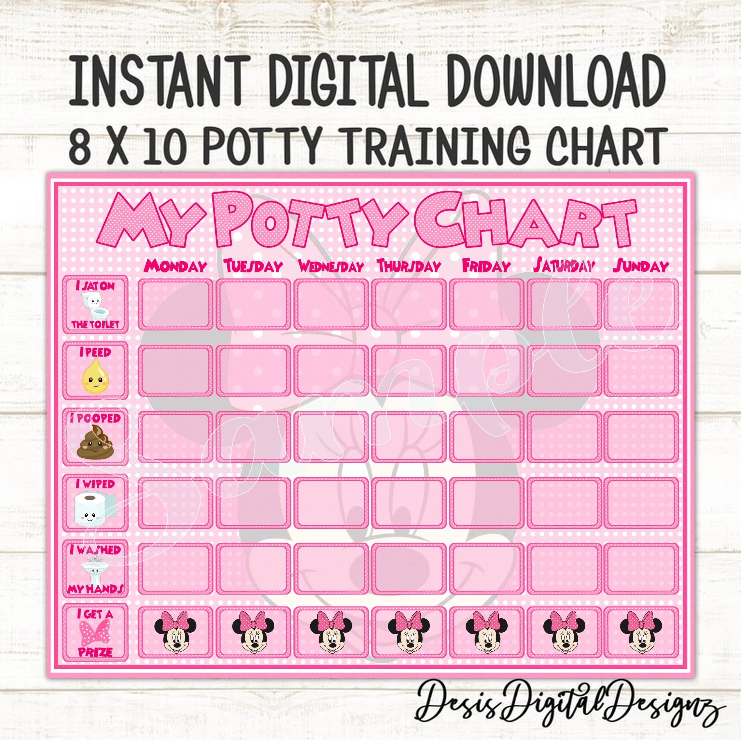 Minnie Mouse Potty Training Chart Minnie Mouse Potty Chart Reward Chart Potty Training Printable Potty Training Tips Digital Download Chart Etsy Israel