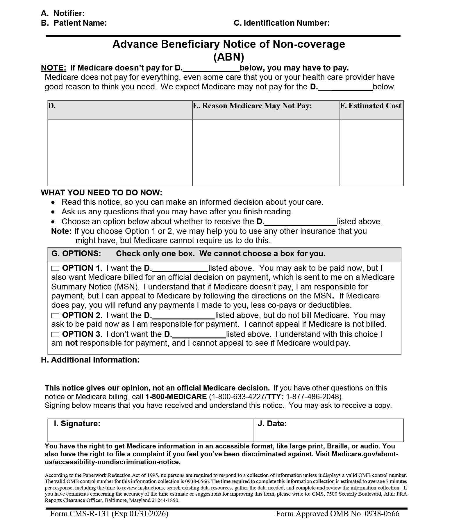 MLN909183 Advance Beneficiary Notice Of Non coverage Tutorial