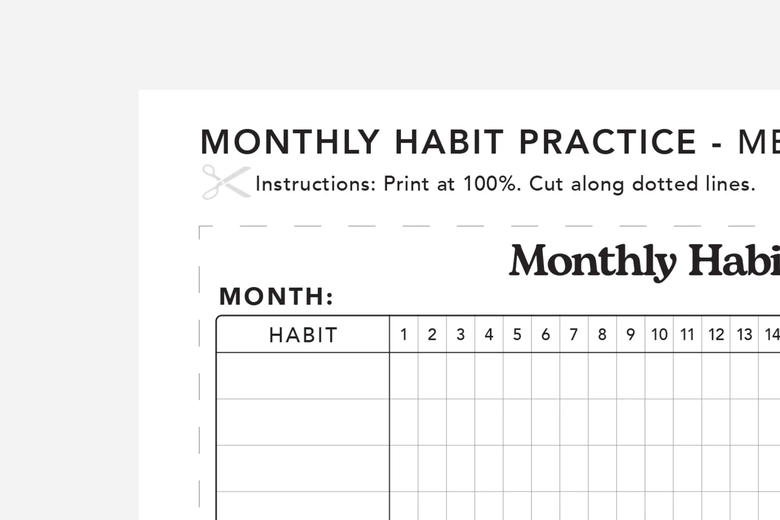 habit tracker print out