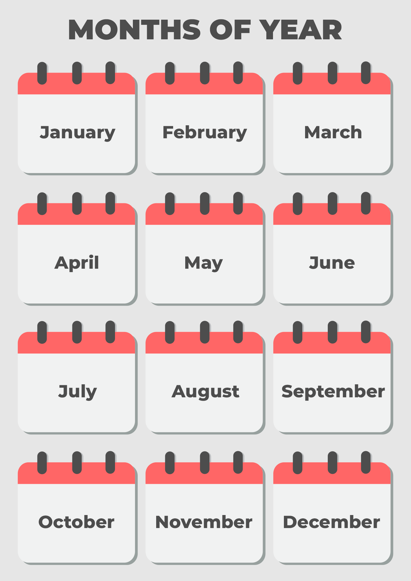 months of the year chart printable